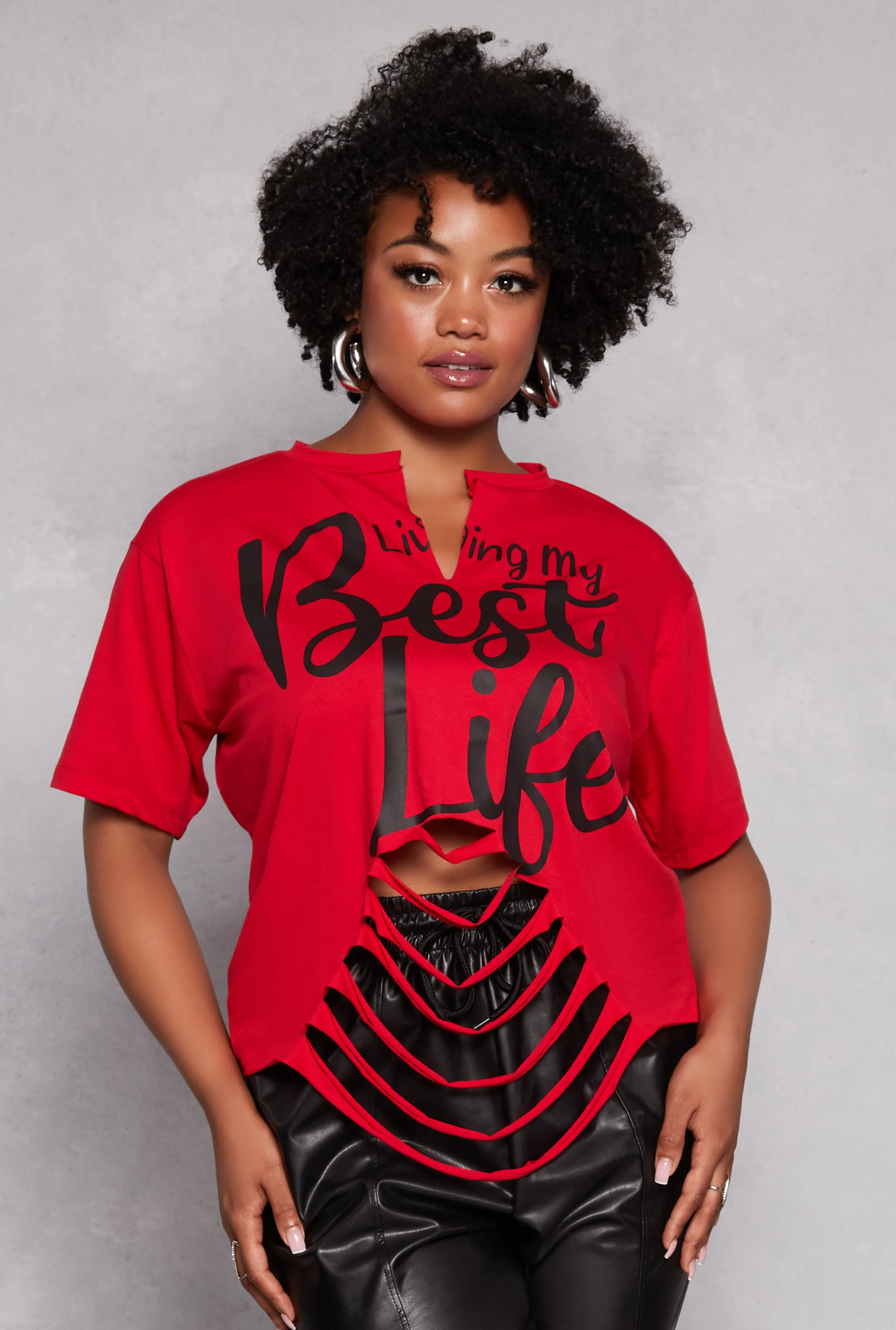 Plus Size Best Life Laser Cut Graphic T Shirt sold by Rainbow