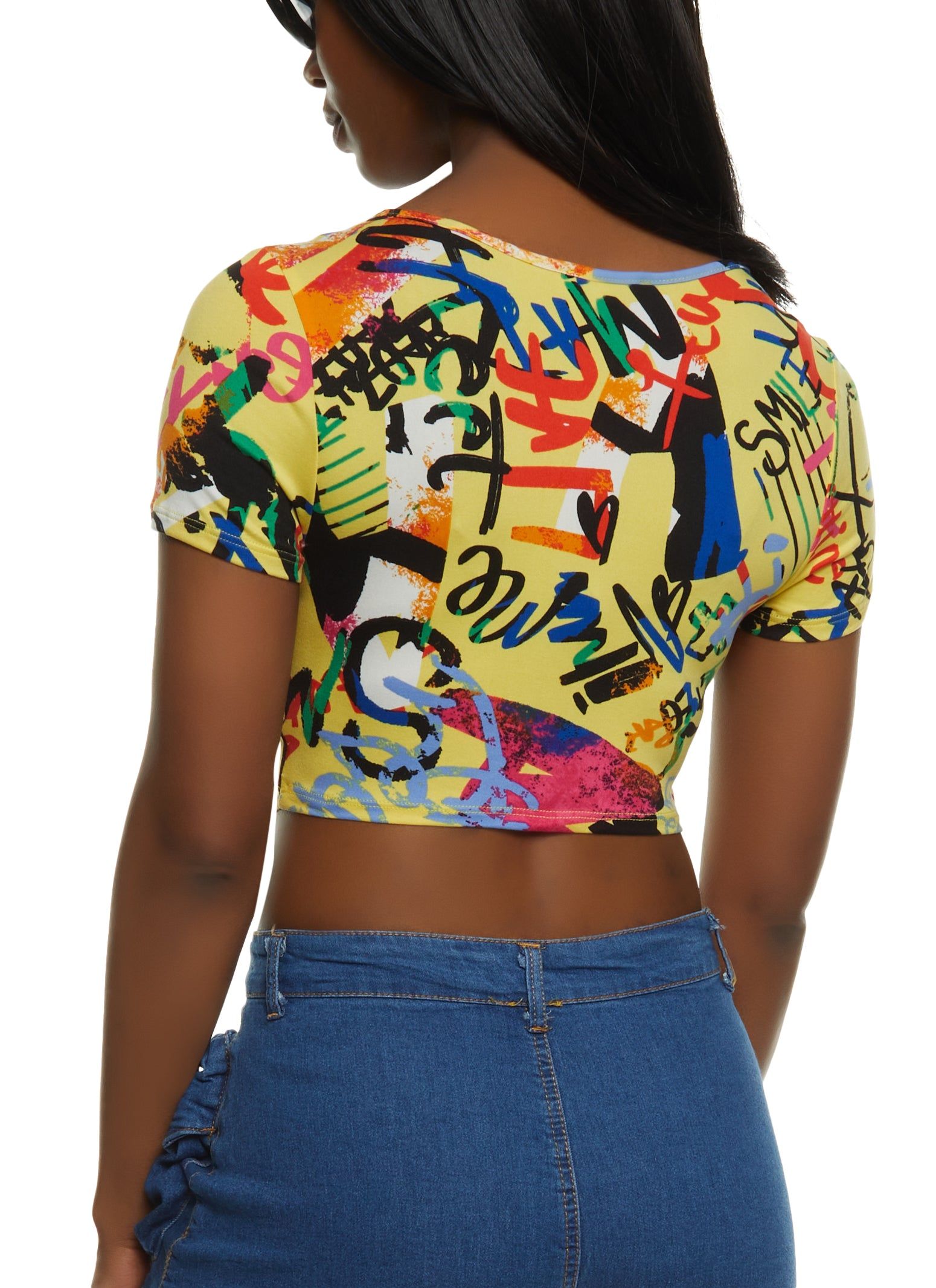 Graffiti Print Cut Out Crop Top sold by Rainbow product image thumbnail 2