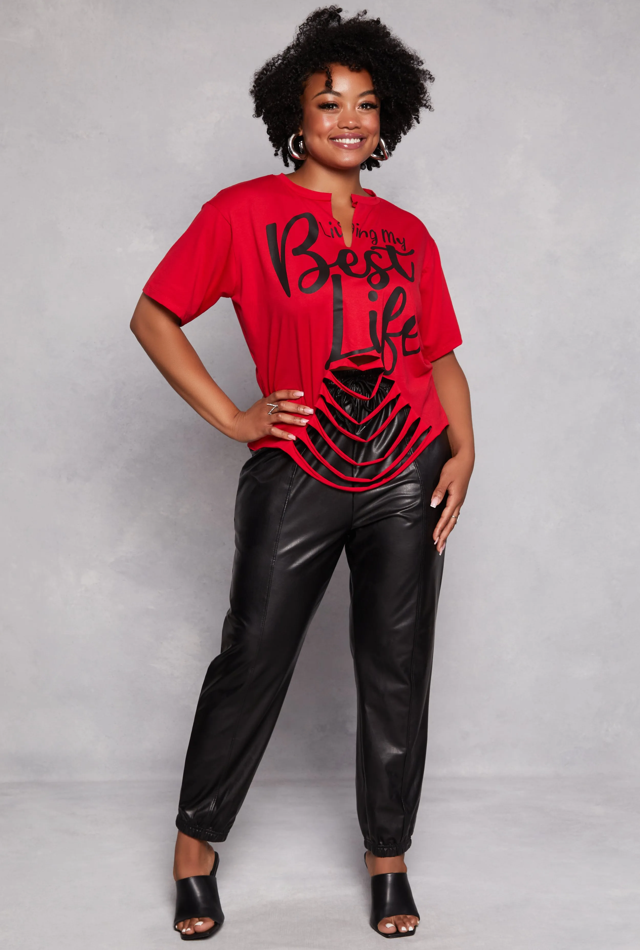 Plus Size Best Life Laser Cut Graphic T Shirt sold by Rainbow product image thumbnail 2