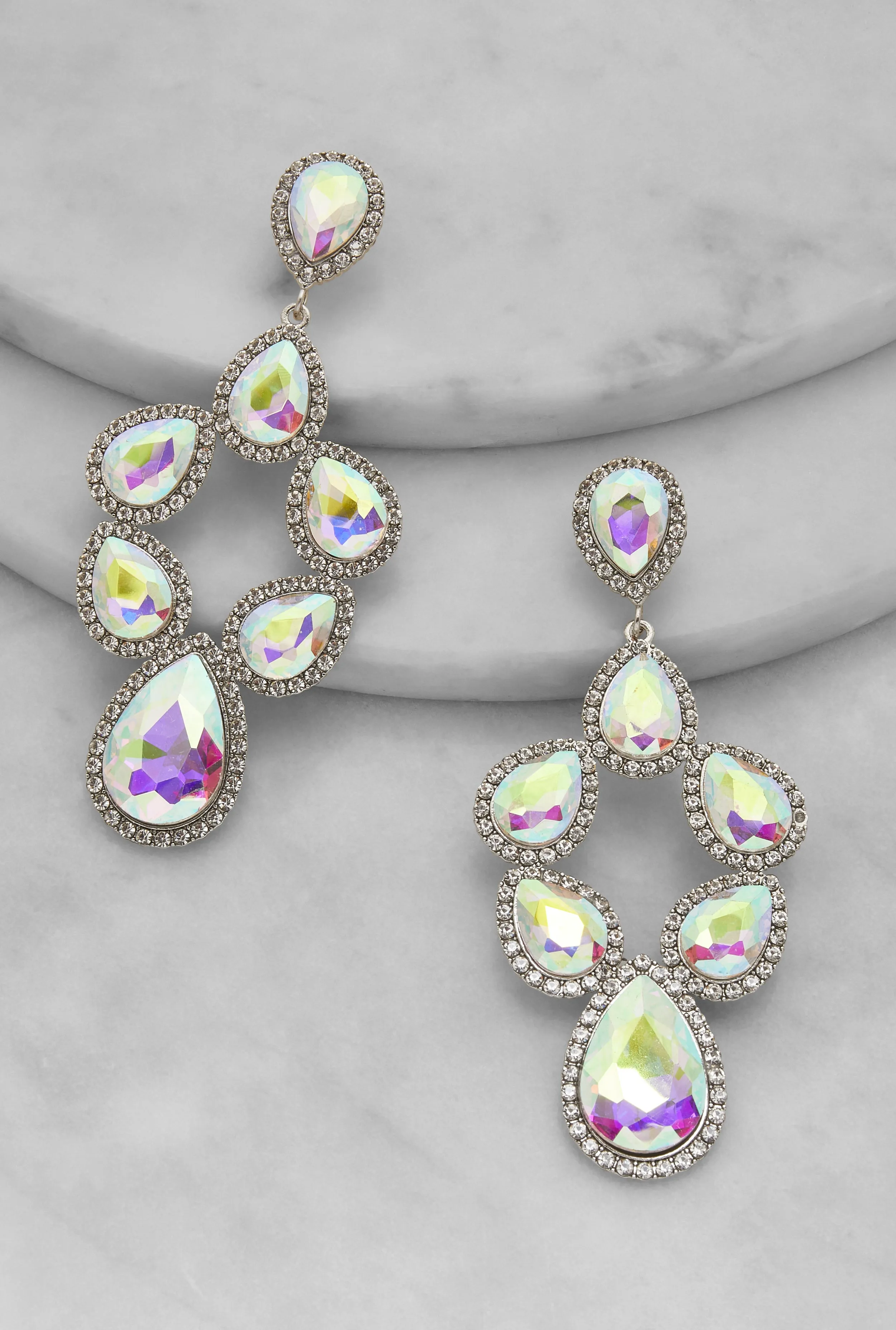 Metallic Rhinestone Teardrop Earrings sold by Rainbow product image thumbnail 2