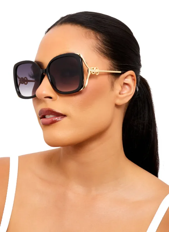 Cut Out Metallic Temple Sunglasses sold by Rainbow
