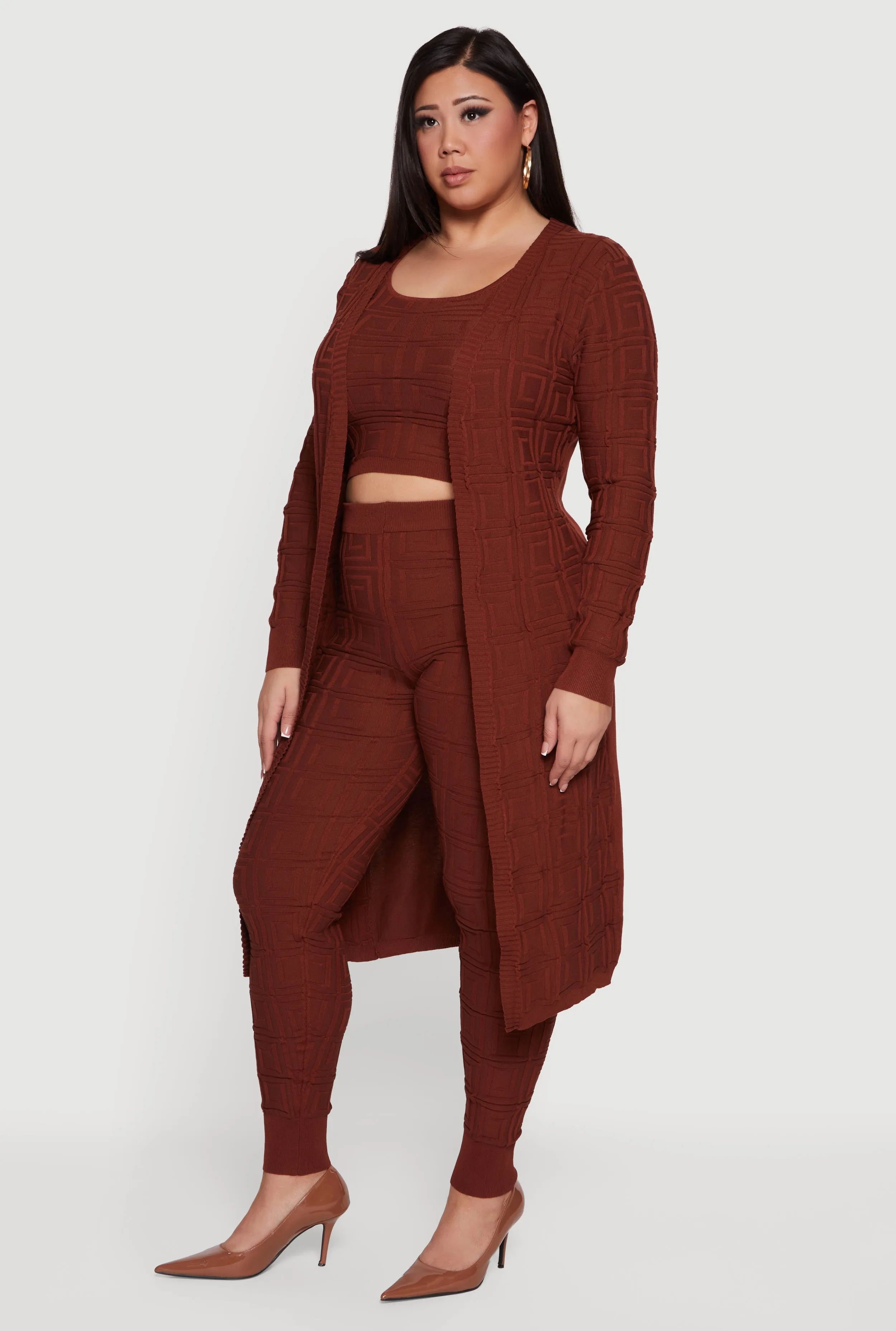 Plus Size Greek Key Long Sleeve Open Front Duster sold by Rainbow product image thumbnail 2