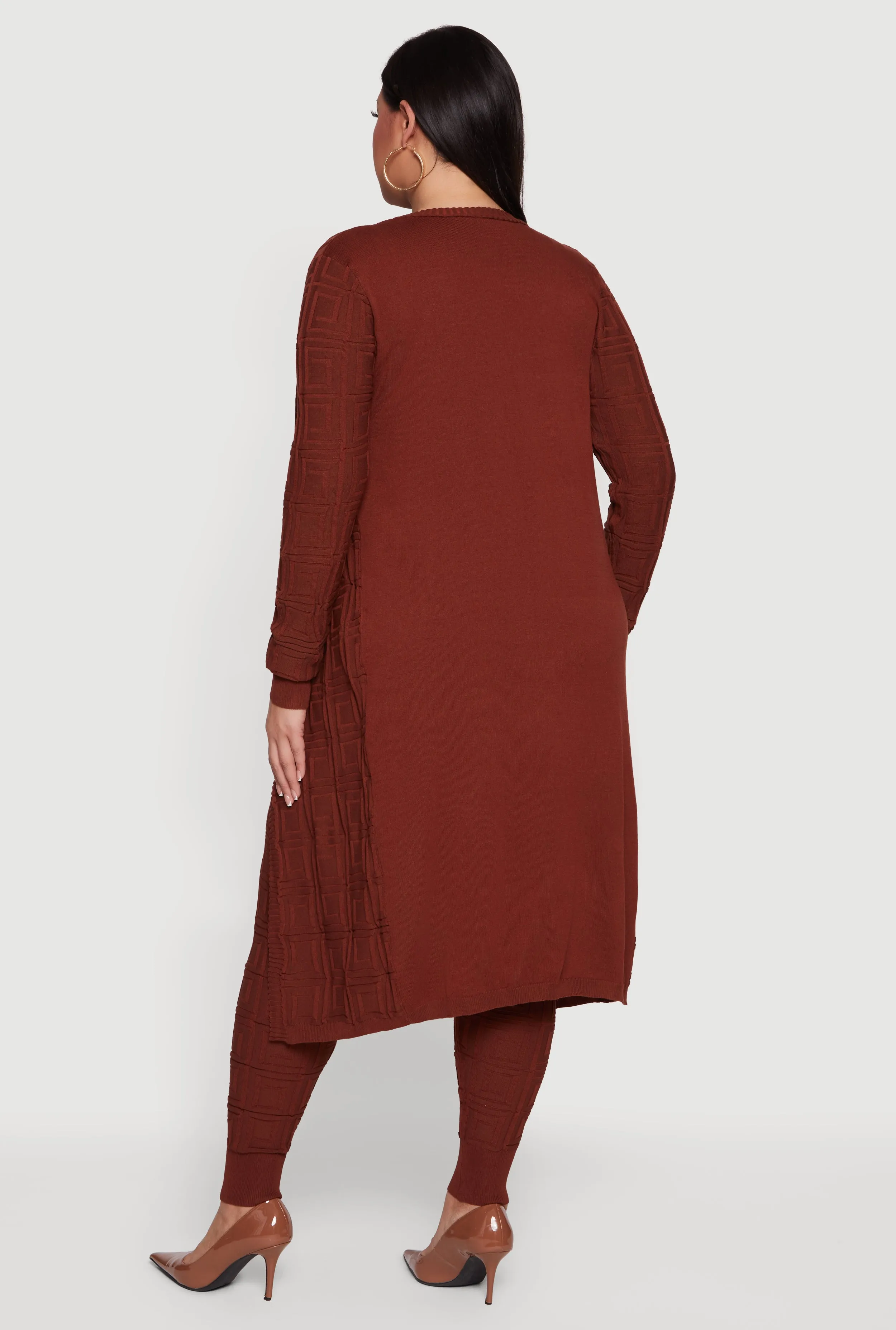 Plus Size Greek Key Long Sleeve Open Front Duster sold by Rainbow product image thumbnail 3