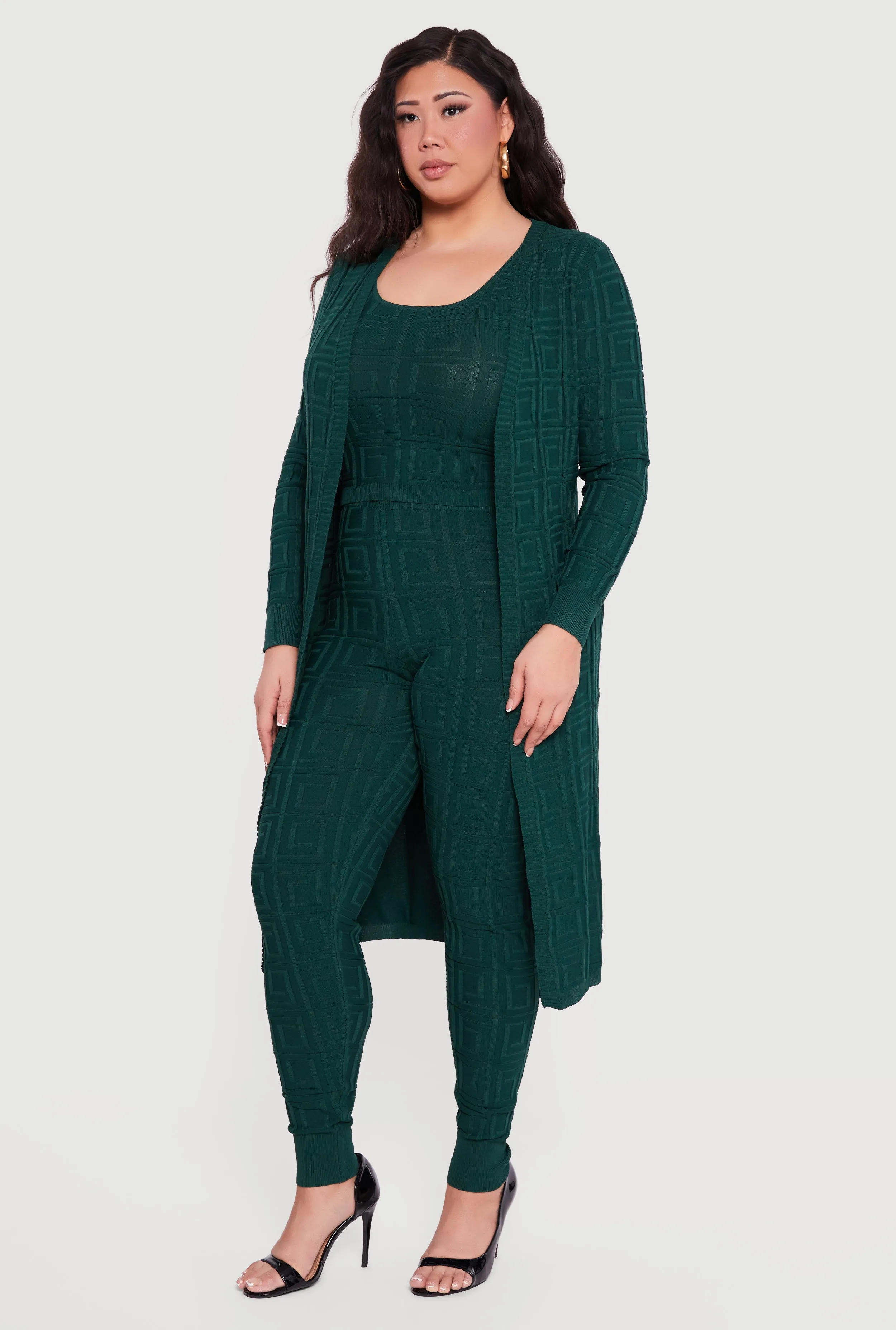 Plus Size Greek Key Long Sleeve Open Front Duster sold by Rainbow product image thumbnail 2