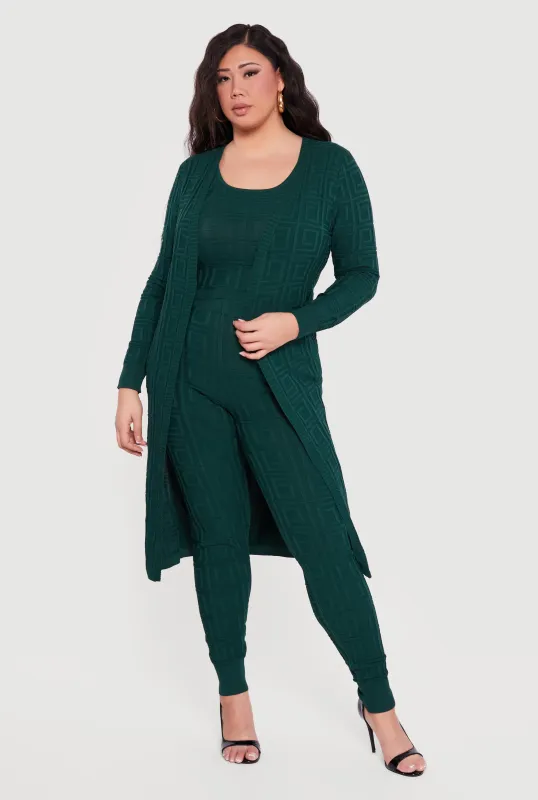 Plus Size Greek Key Long Sleeve Open Front Duster sold by Rainbow