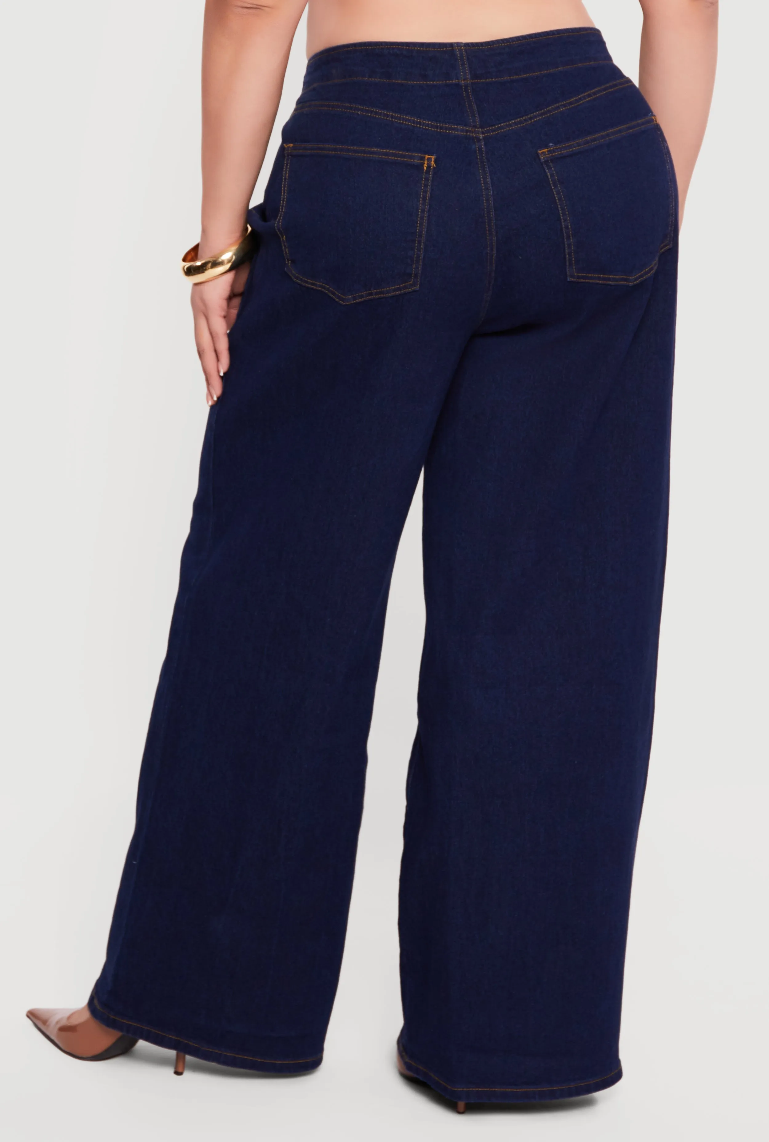 Plus Size Western Decorative Stitch High Waisted Jeans sold by Rainbow product image thumbnail 5