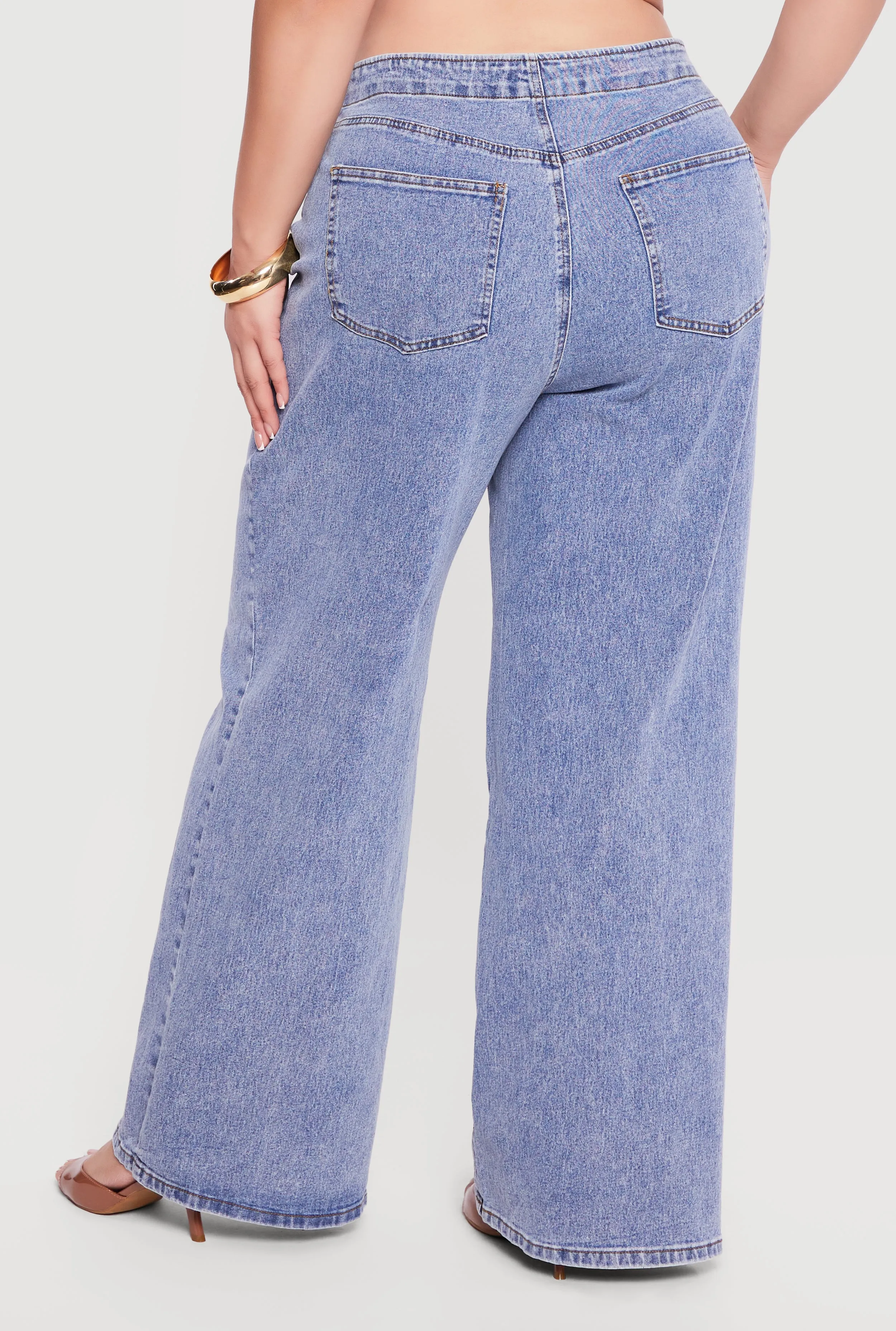 Plus Size Western Decorative Stitch High Waisted Jeans sold by Rainbow product image thumbnail 3