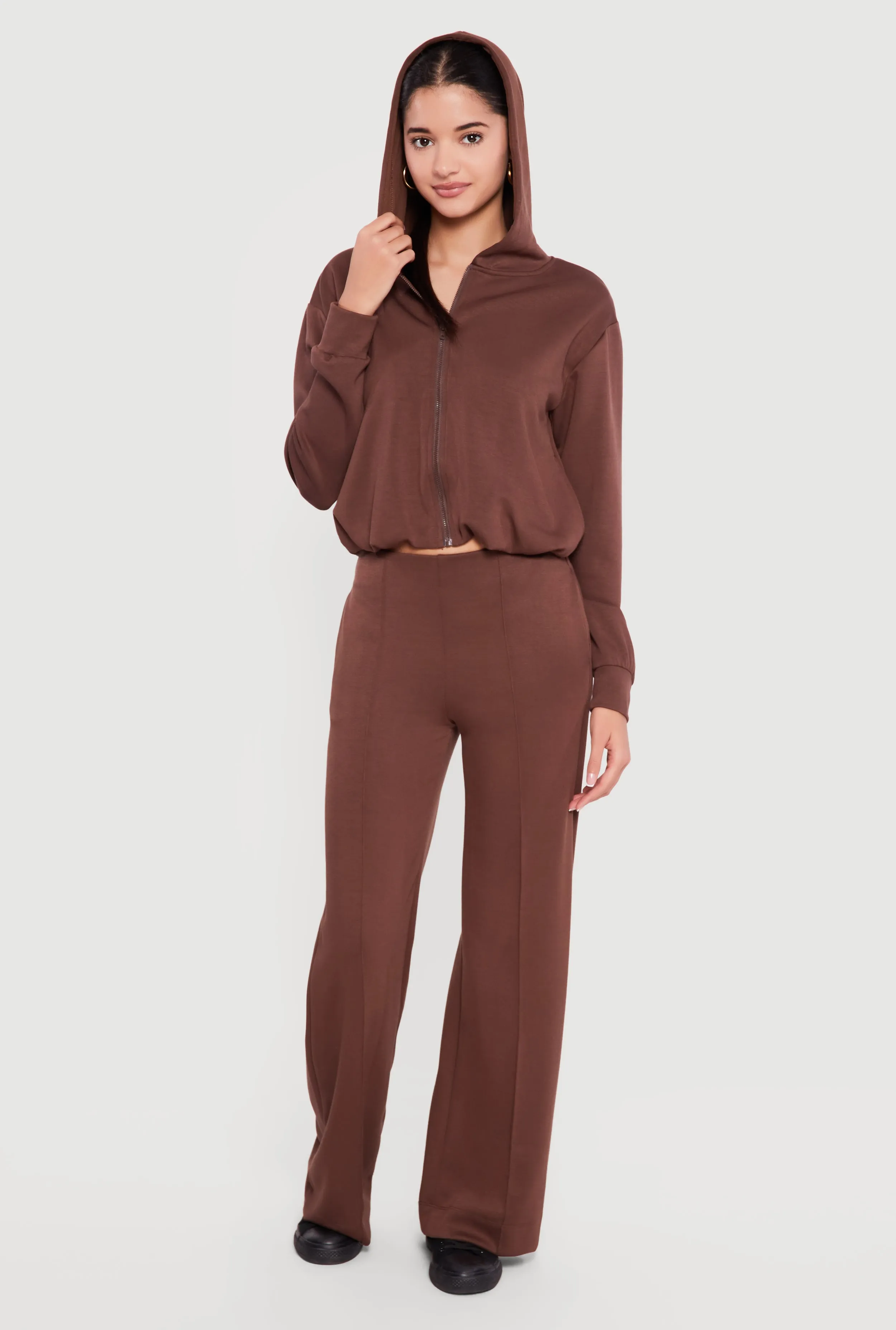 Zip Front Bubble Hem Hooded Sweatshirt sold by Rainbow product image thumbnail 2