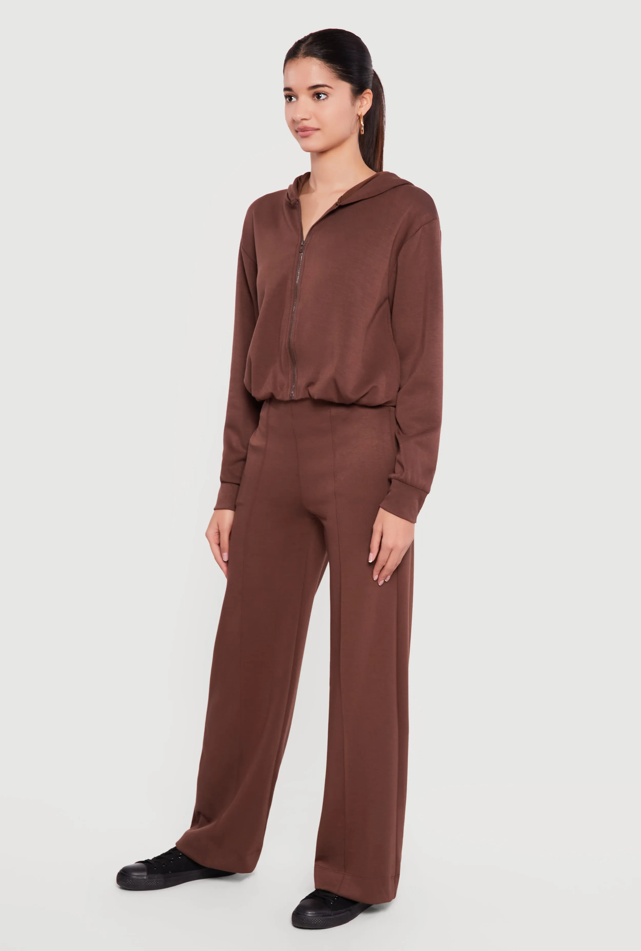 Zip Front Bubble Hem Hooded Sweatshirt sold by Rainbow product image thumbnail 3