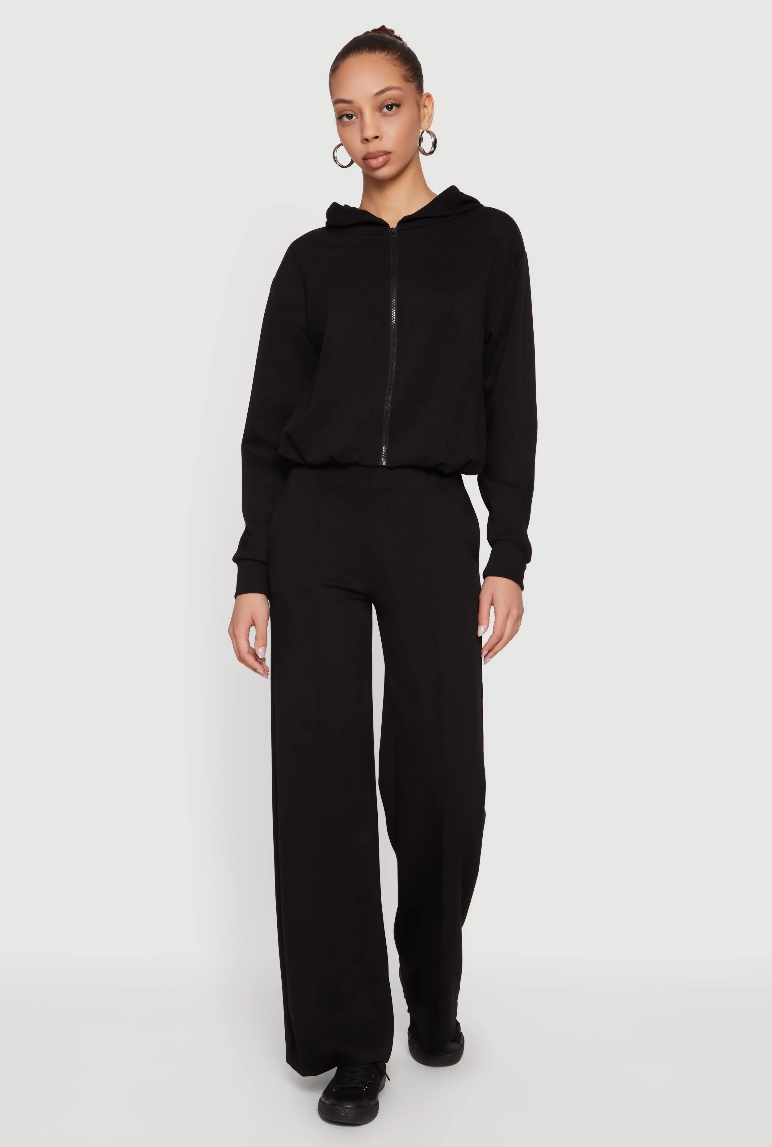 Zip Front Bubble Hem Hooded Sweatshirt sold by Rainbow product image thumbnail 2