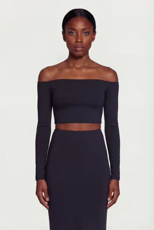 Off the Shoulder Long Sleeve Crop Top sold by Rainbow