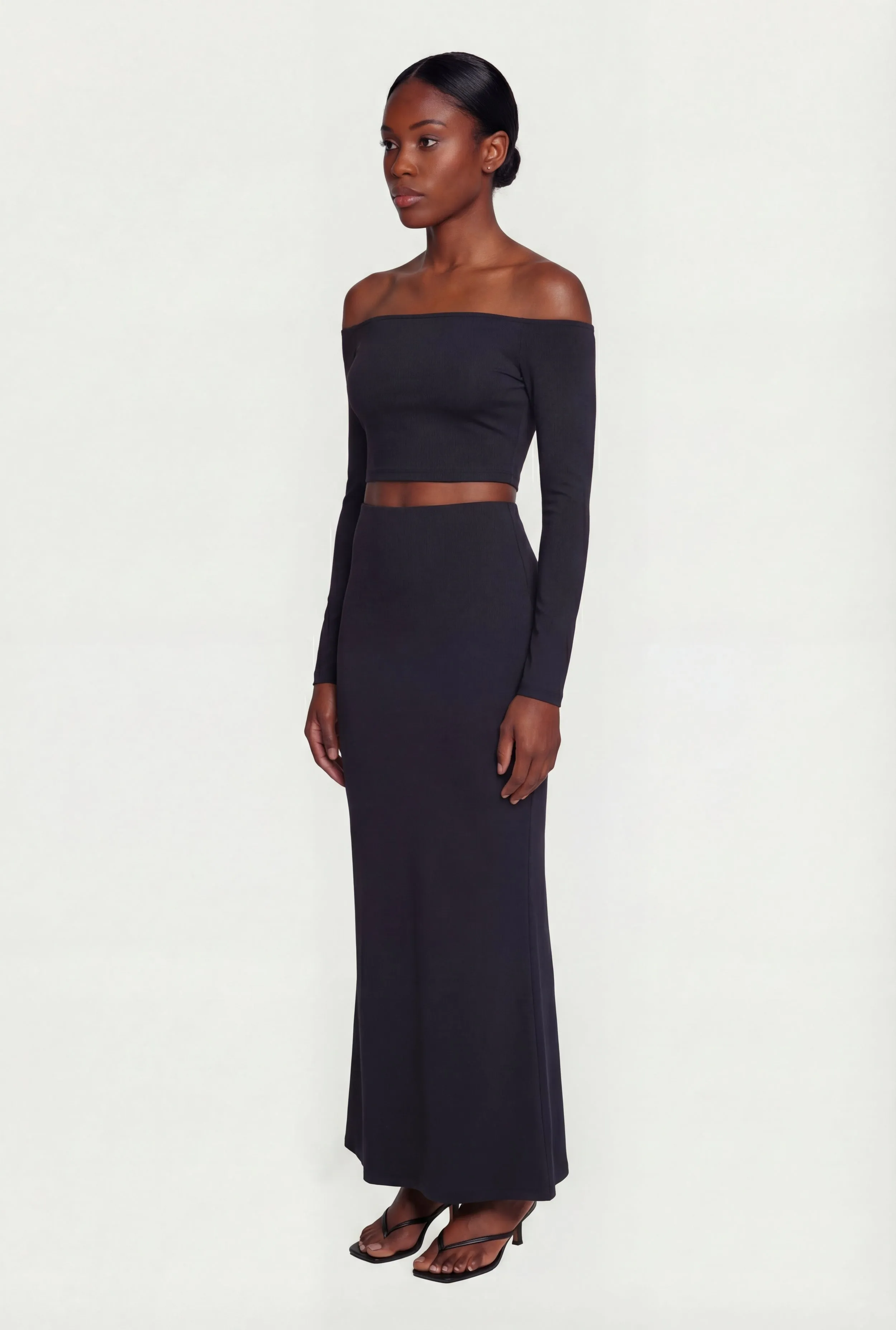 Off the Shoulder Long Sleeve Crop Top sold by Rainbow product image thumbnail 3