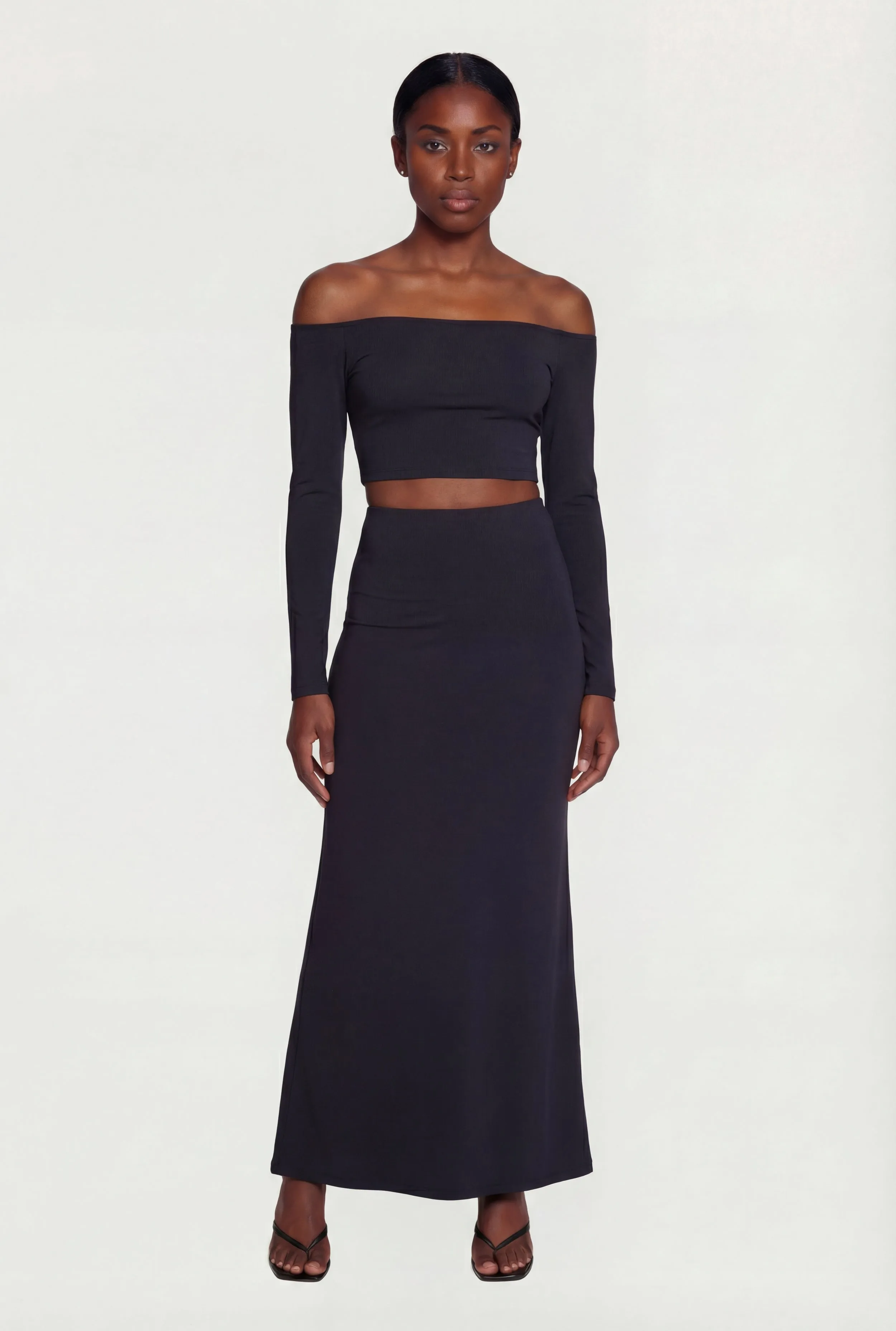 Off the Shoulder Long Sleeve Crop Top sold by Rainbow product image thumbnail 2