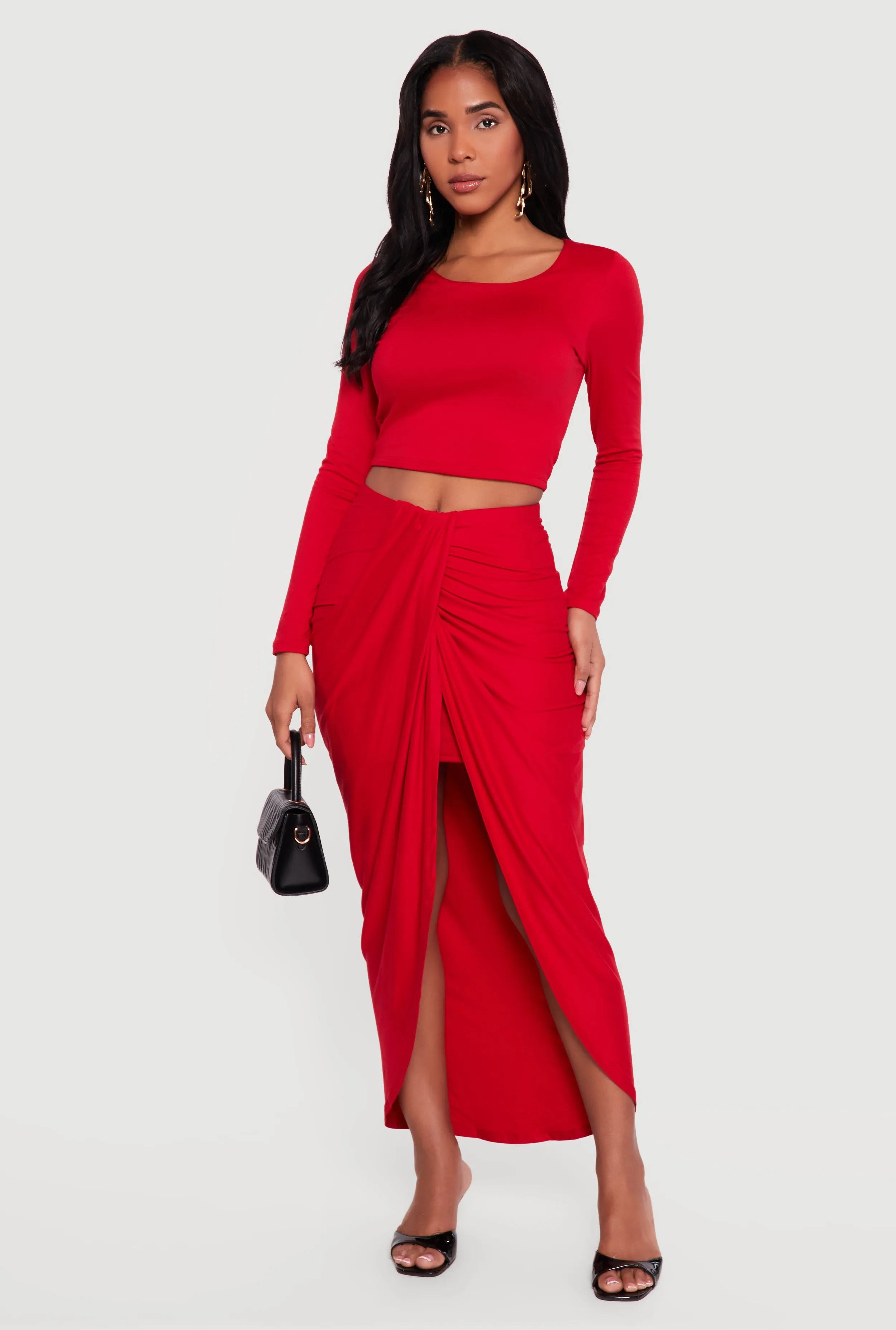 Ruched Tulip Hem Maxi Skirt sold by Rainbow