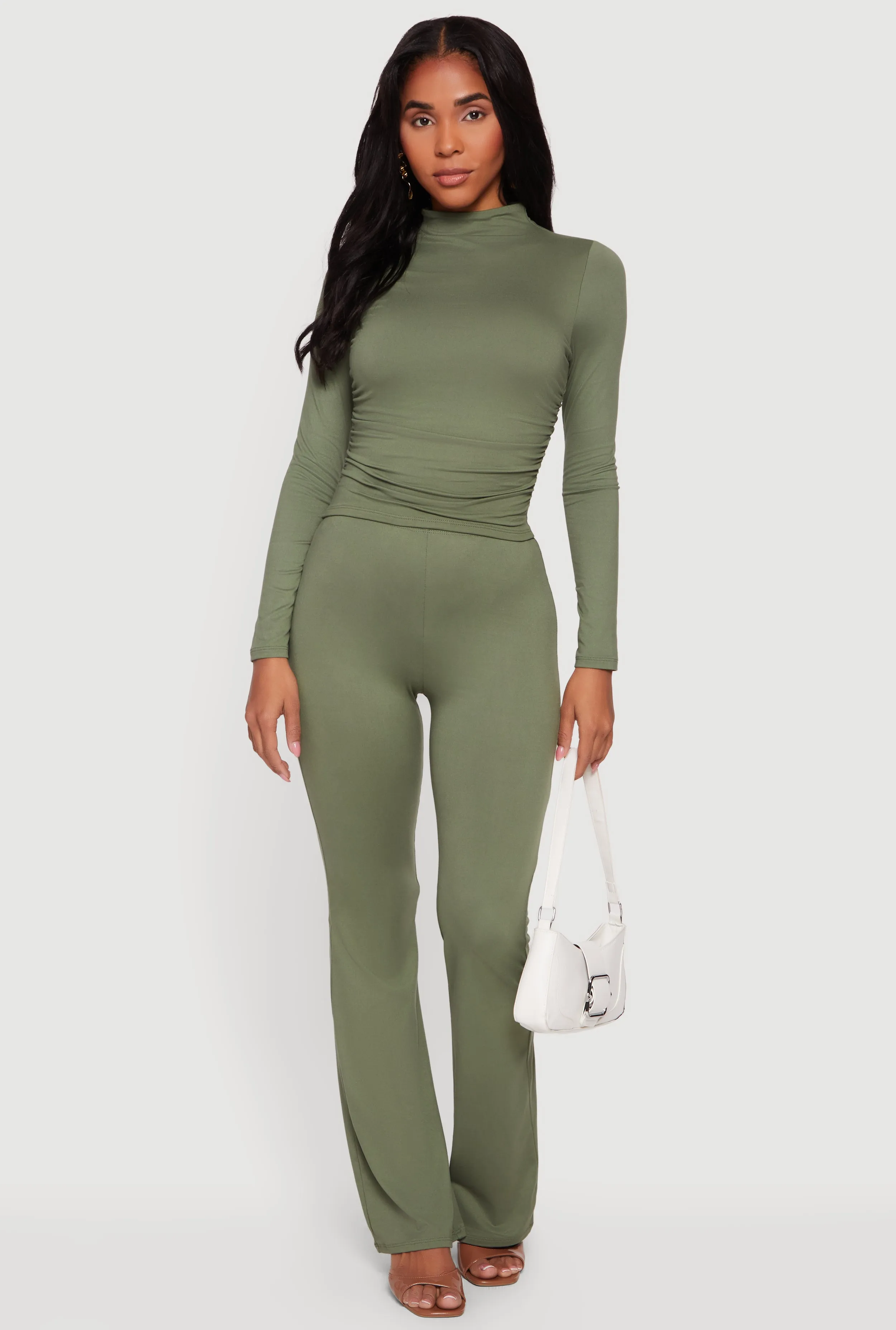 Soft Knit High Waisted Pull On Flare Pants sold by Rainbow