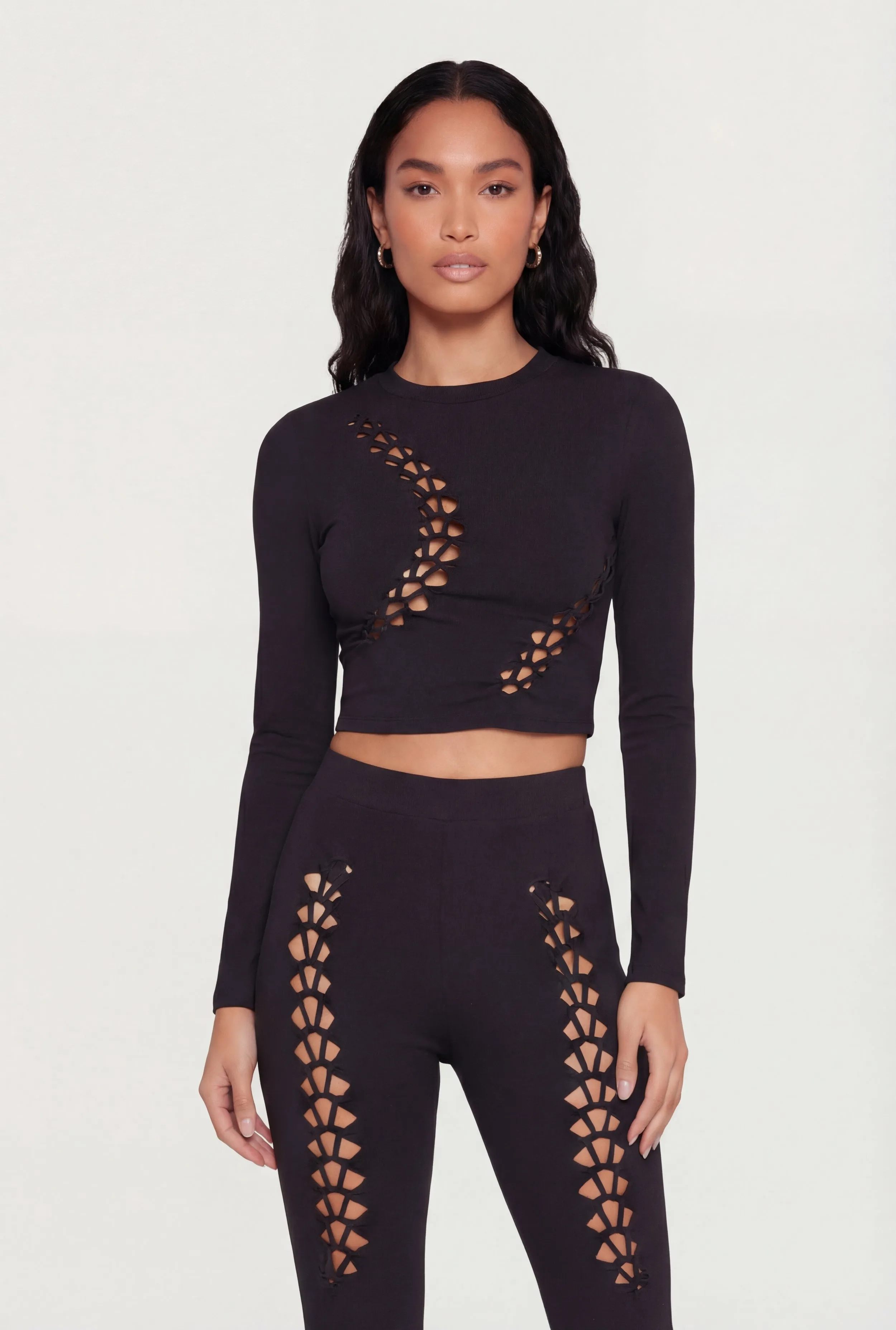 Cut Out Long Sleeve Crop Top sold by Rainbow product image thumbnail 3