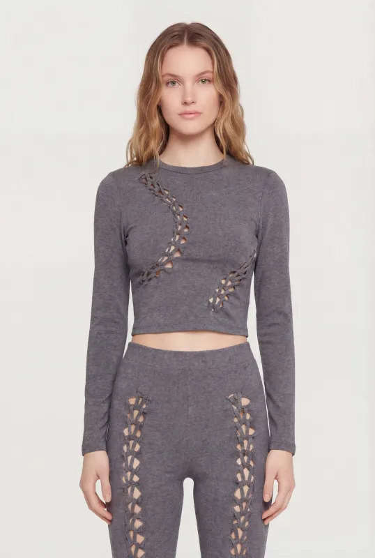 Cut Out Long Sleeve Crop Top sold by Rainbow