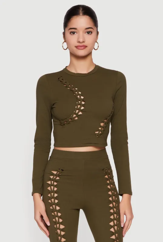 Cut Out Long Sleeve Crop Top sold by Rainbow