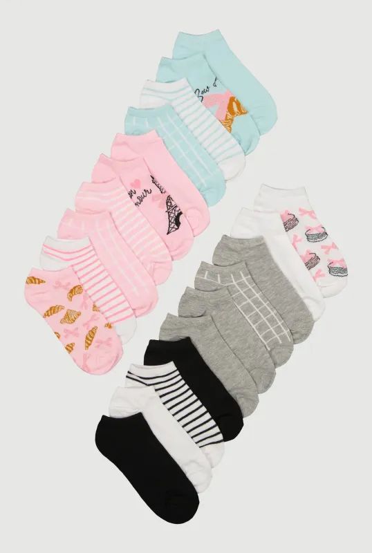 Assorted No Show Socks 20 Pack Size 4-10 sold by Rainbow