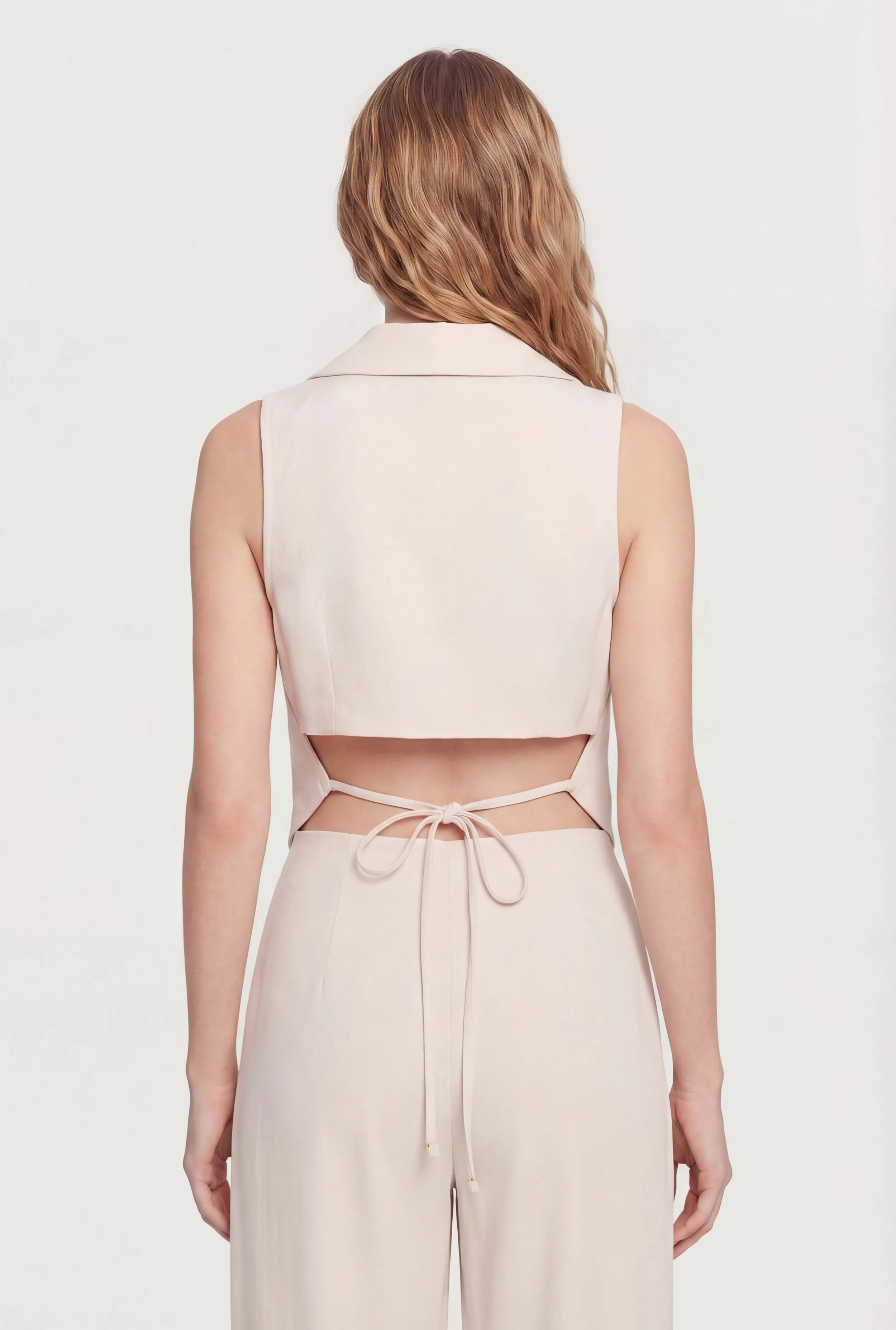 Crepe Knit Tie Back Cropped Blazer Vest sold by Rainbow product image thumbnail 5