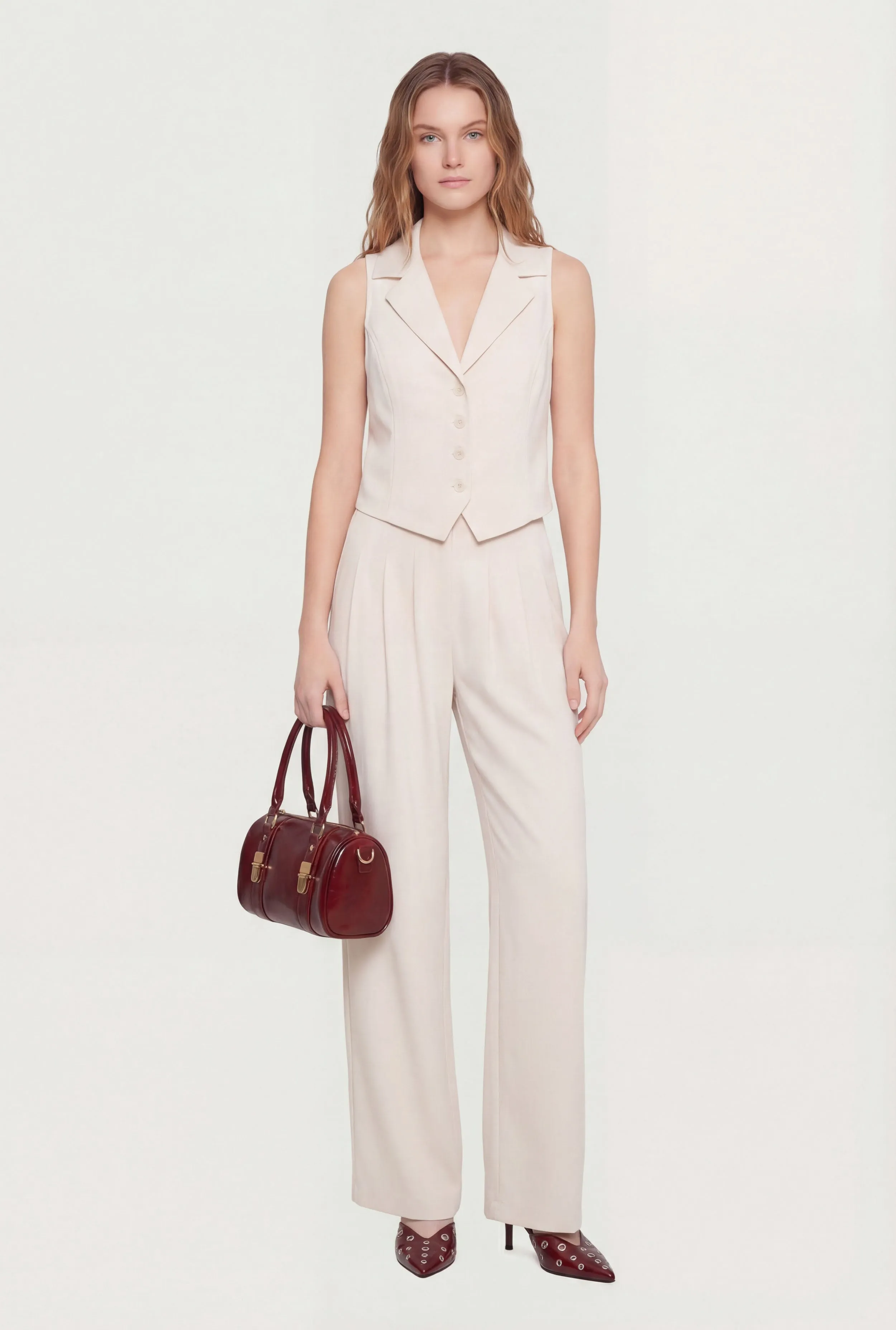 Crepe Knit Tie Back Cropped Blazer Vest sold by Rainbow product image thumbnail 2