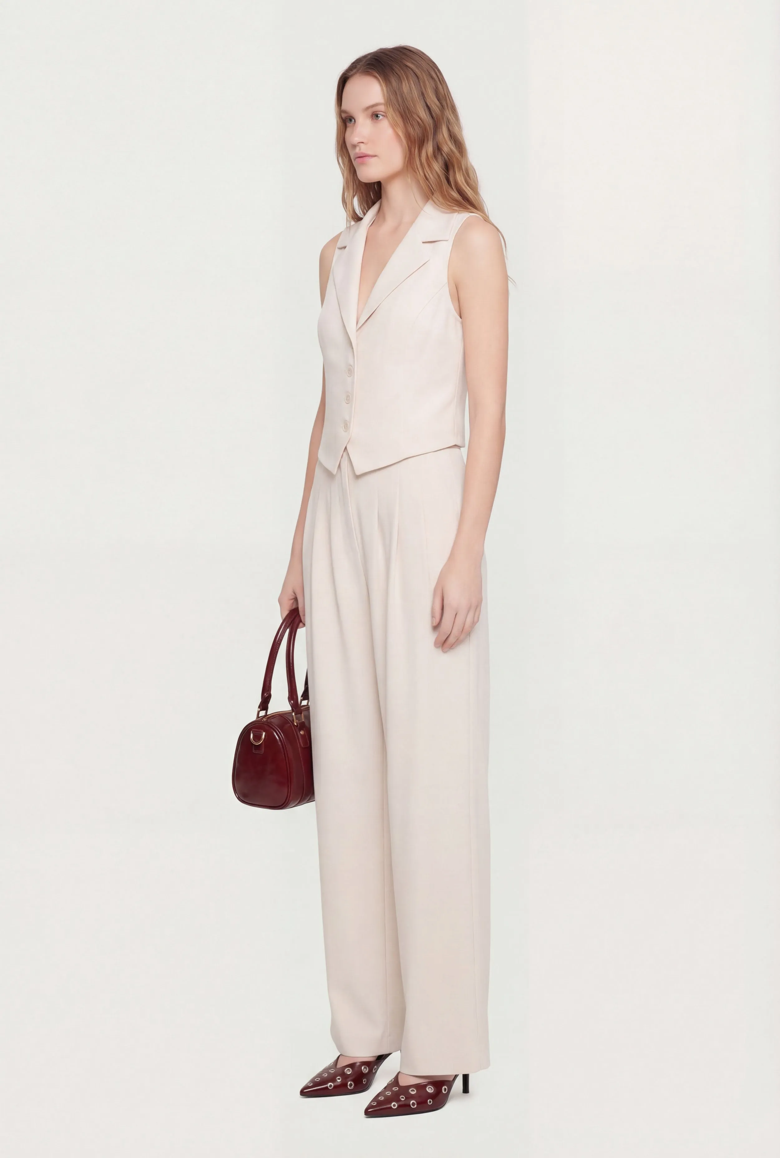 Crepe Knit Tie Back Cropped Blazer Vest sold by Rainbow product image thumbnail 3