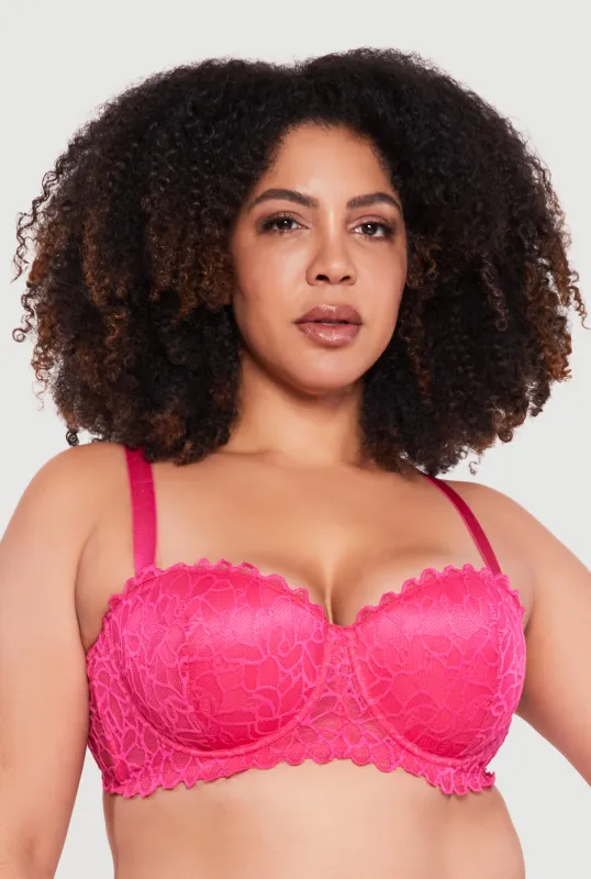 Plus Size Scalloped Hem Lace Convertible Balconette Bra sold by Rainbow