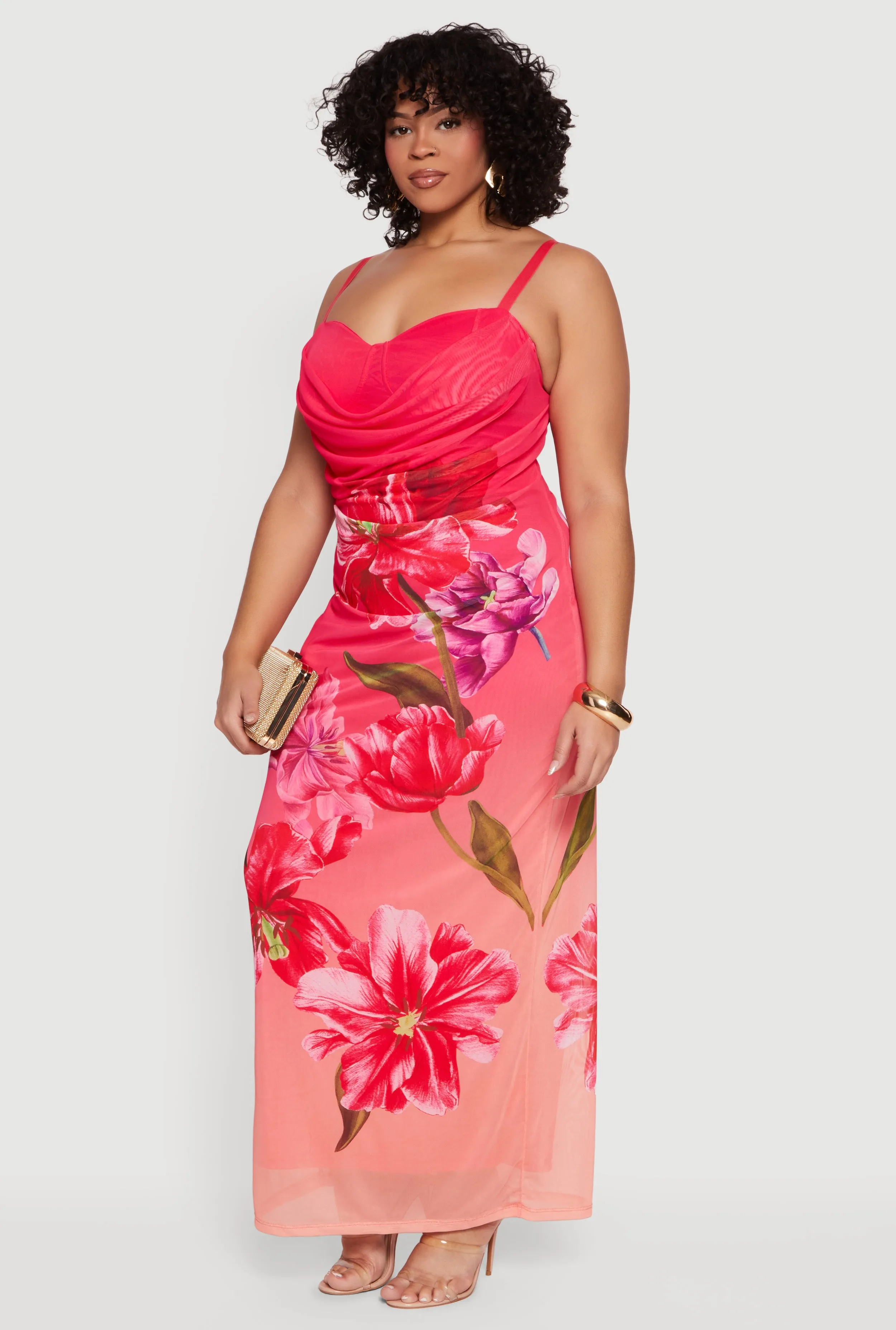 Plus Size Almost Famous Sweetheart Cowl Neck Floral Bustier Dress sold by Rainbow product image thumbnail 2