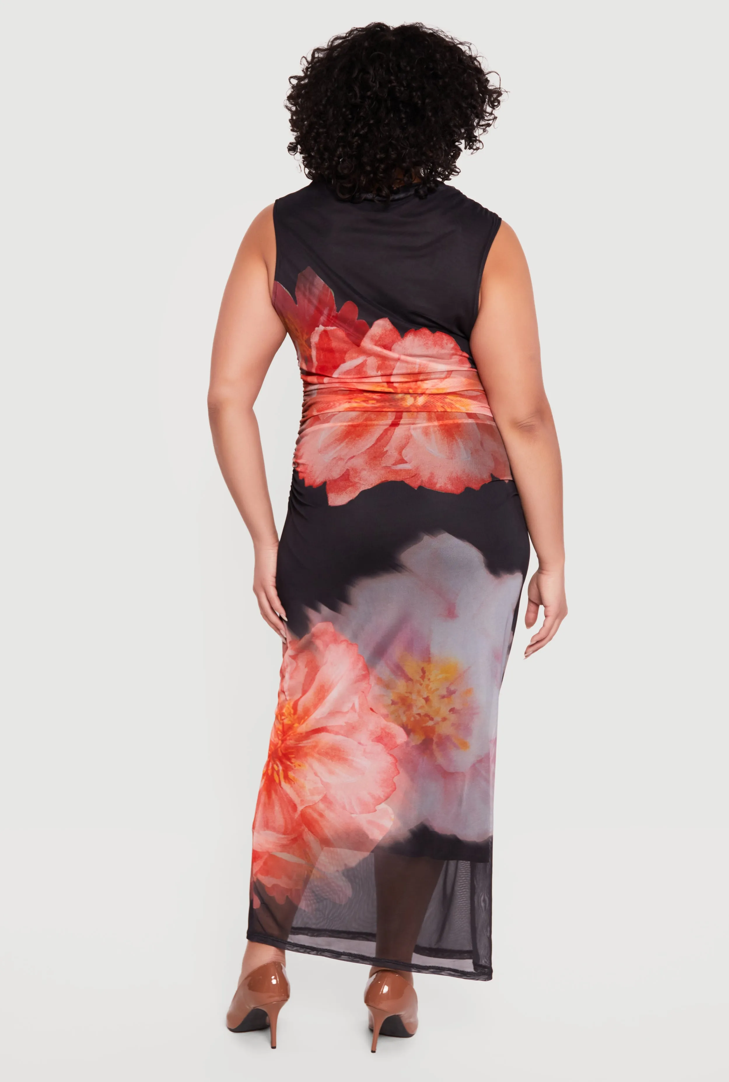 Plus Size Almost Famous Sleeveless Ruched Floral Maxi Dress sold by Rainbow product image thumbnail 3