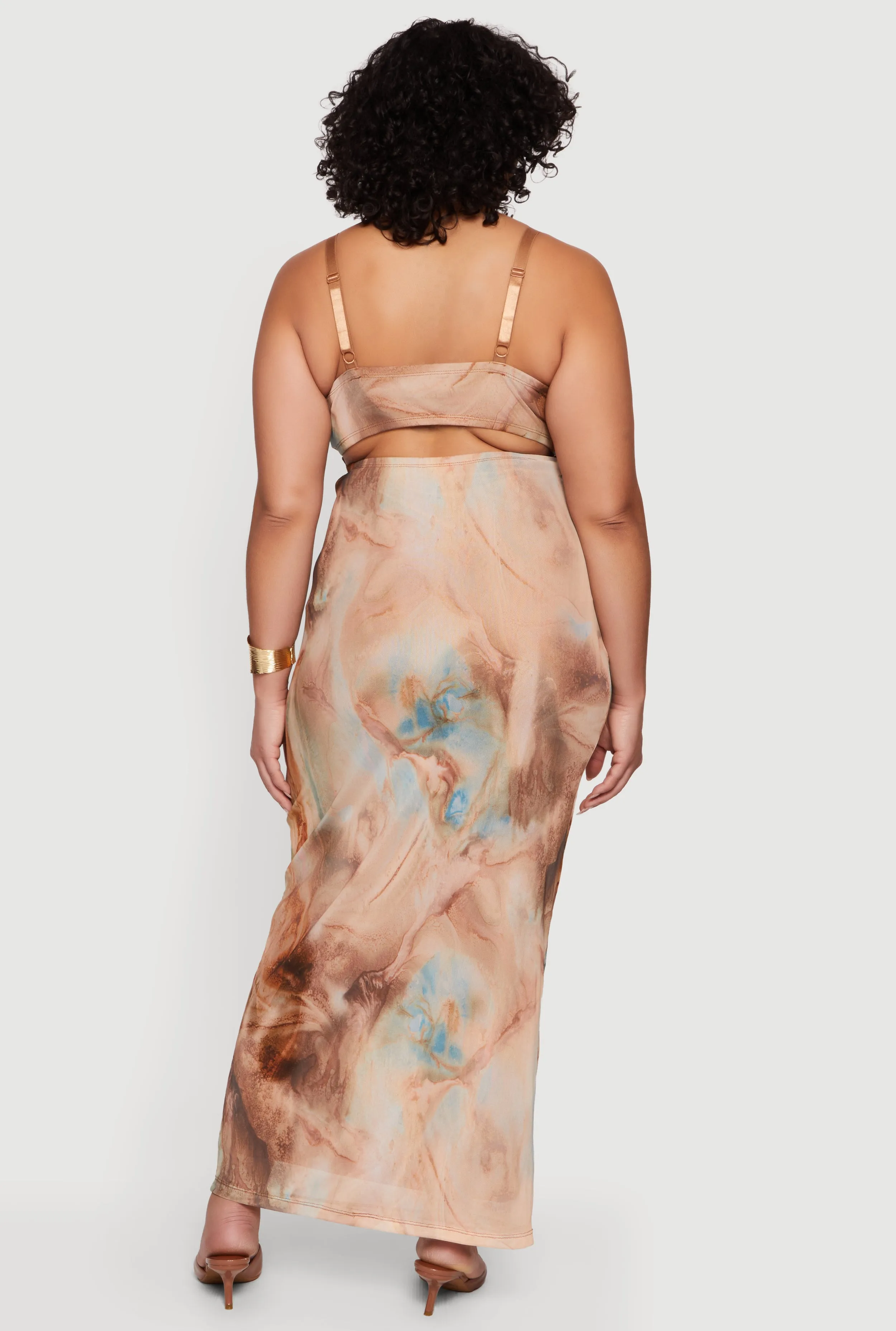 Plus Size Patterned Mesh Cowl Neck Bustier Dress sold by Rainbow product image thumbnail 3