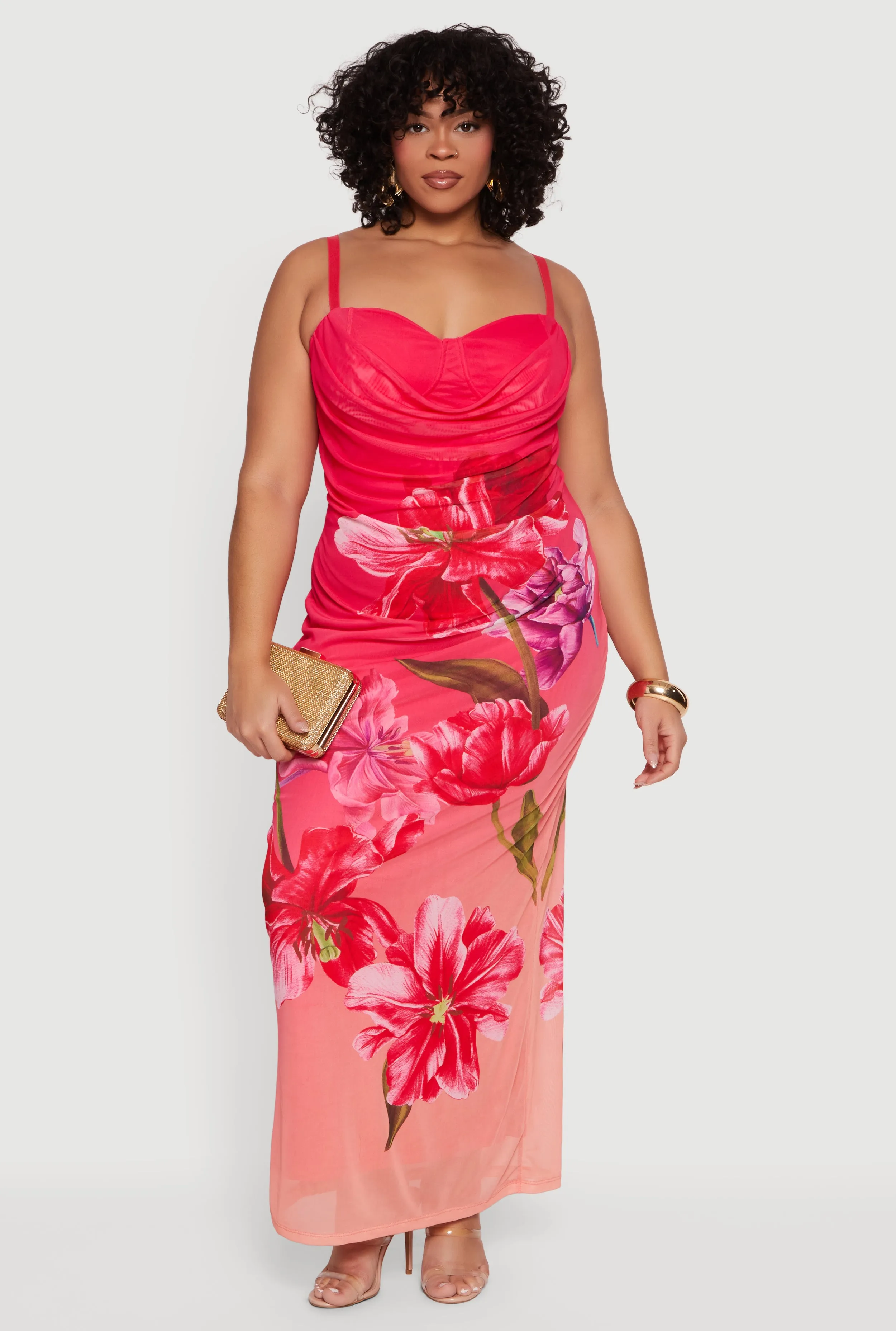 Plus Size Almost Famous Sweetheart Cowl Neck Floral Bustier Dress sold by Rainbow product image thumbnail 3