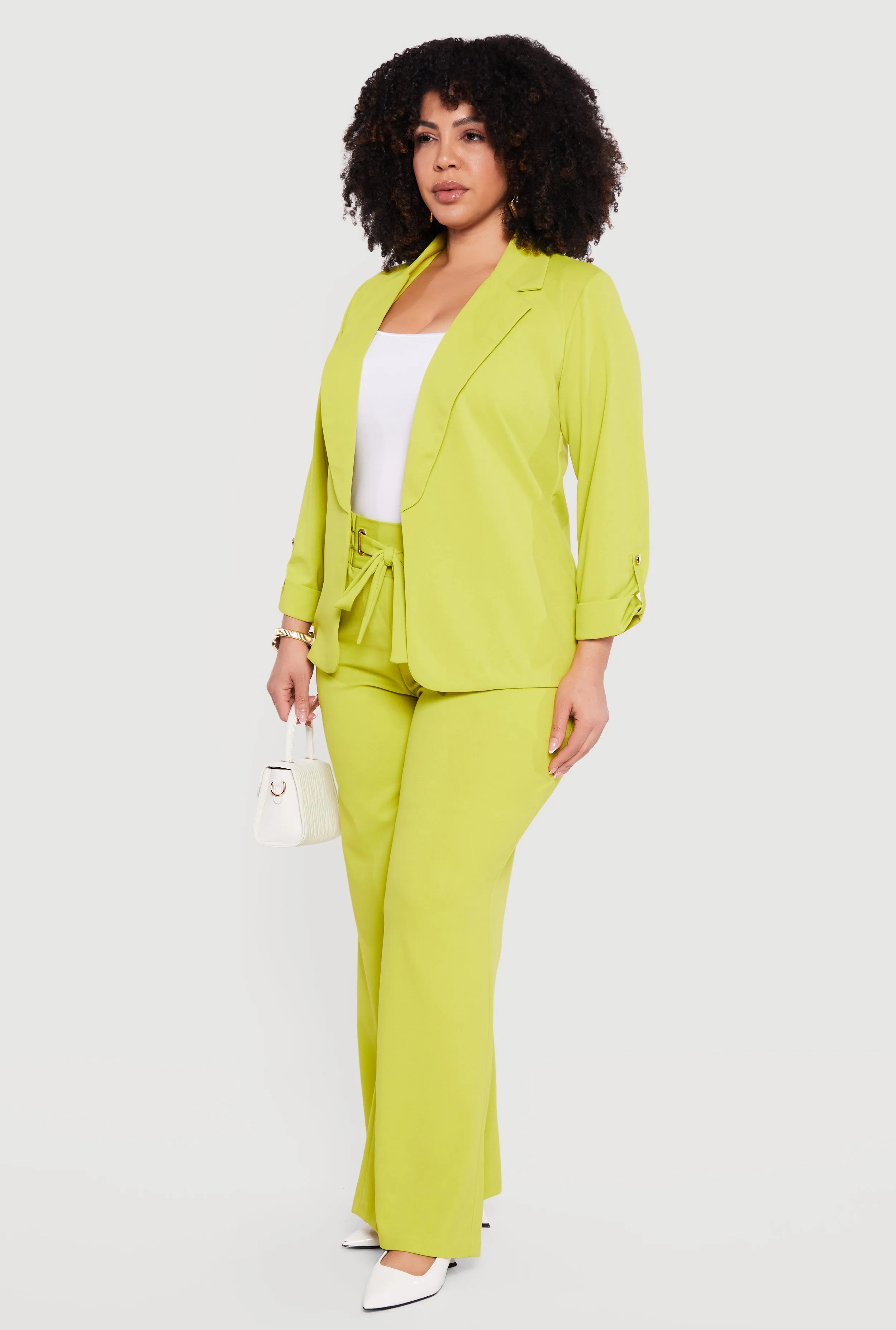 Plus Size Crepe Knit Faux Drawstring Detail Wide Leg Pants sold by Rainbow product image thumbnail 2