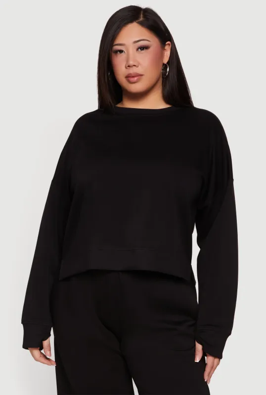 Plus Size Long Sleeve Drop Shoulder Sweatshirt made by Rainbow
