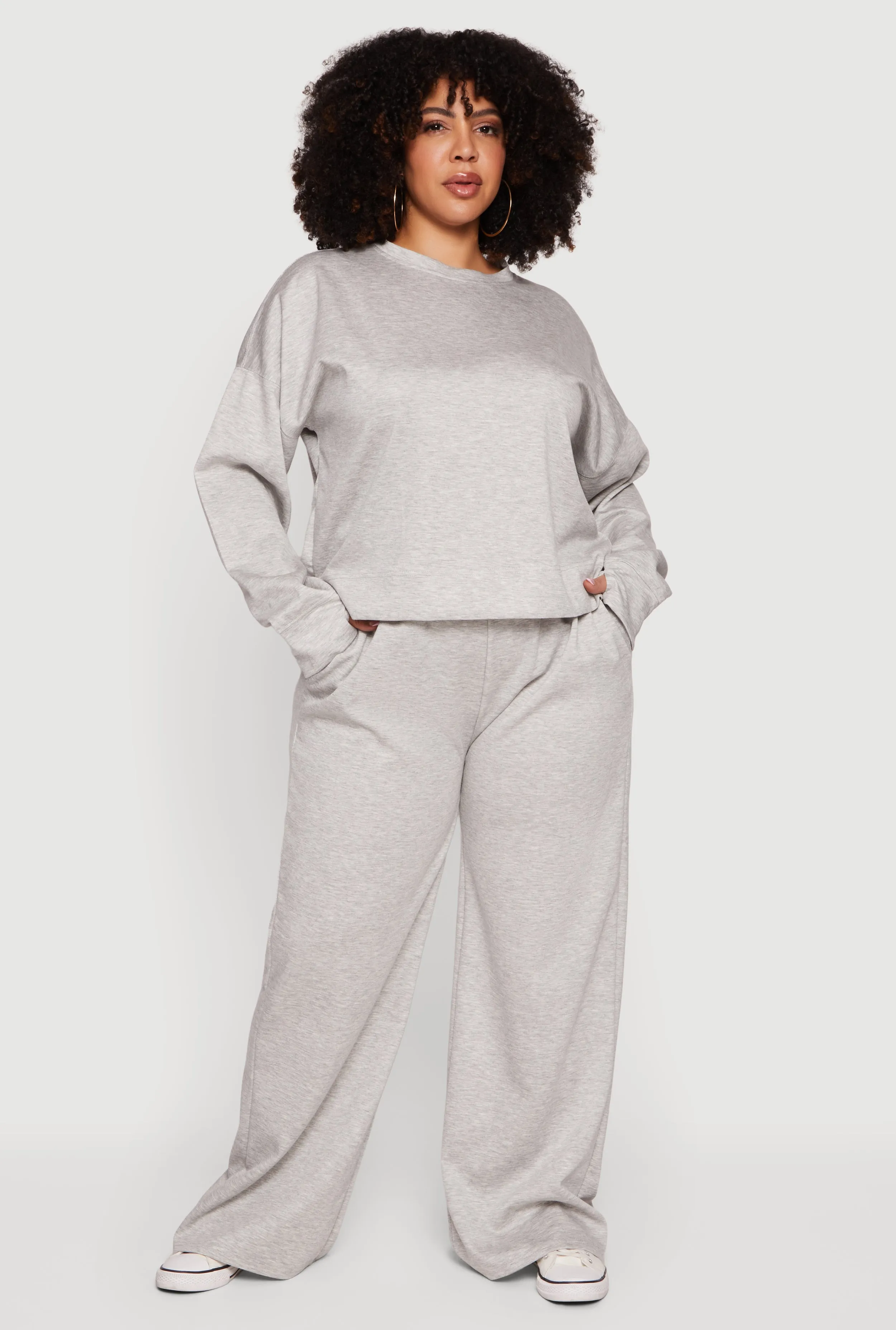 Plus Size Pull On High Waisted Wide Leg Sweatpants sold by Rainbow