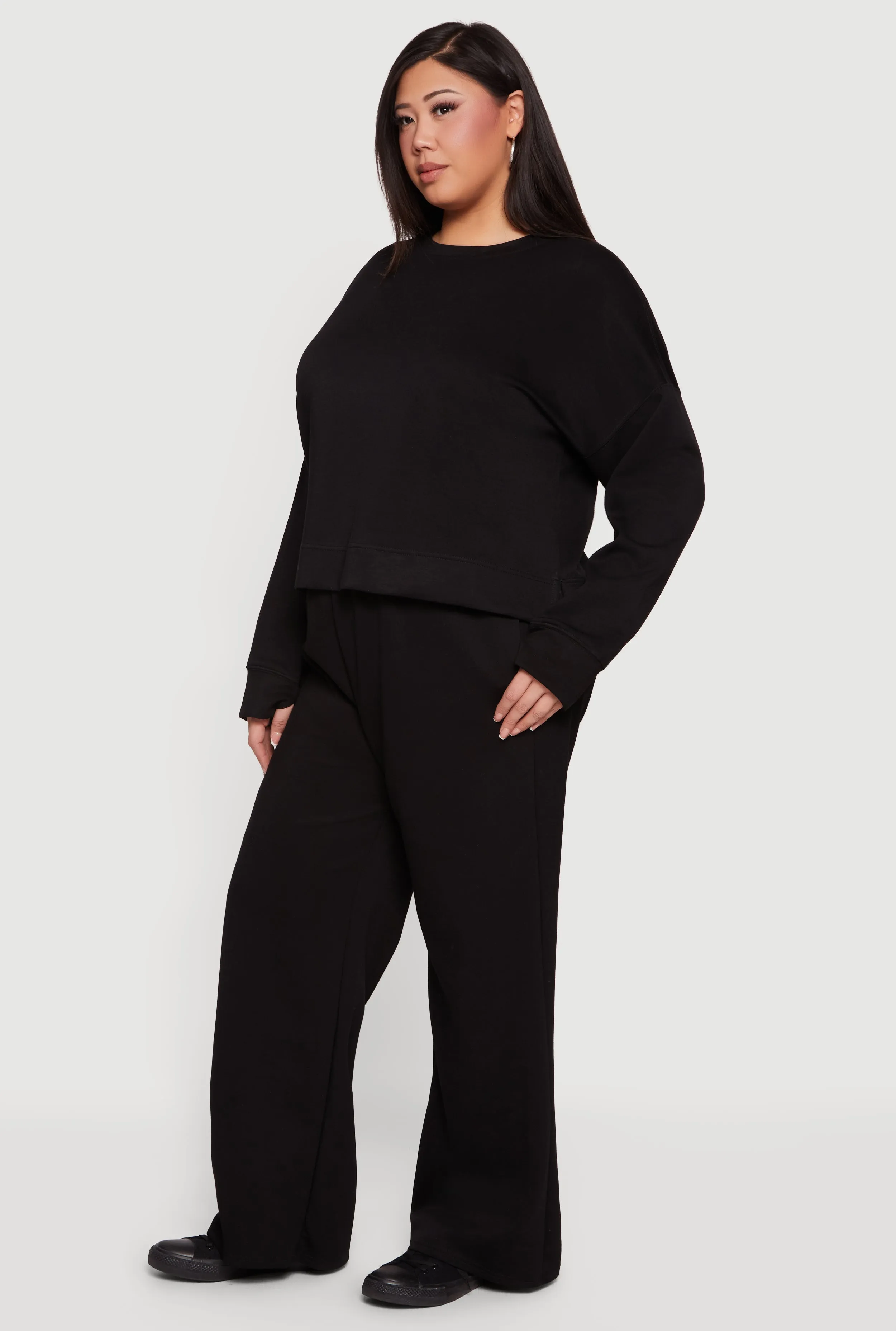 Plus Size Pull On High Waisted Wide Leg Sweatpants sold by Rainbow product image thumbnail 2