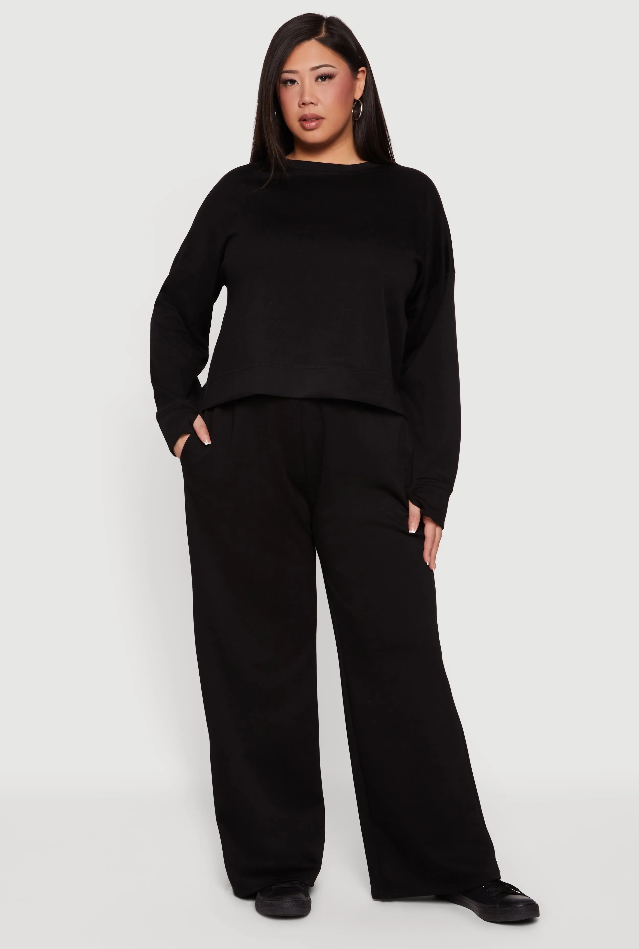 Plus Size Pull On High Waisted Wide Leg Sweatpants sold by Rainbow
