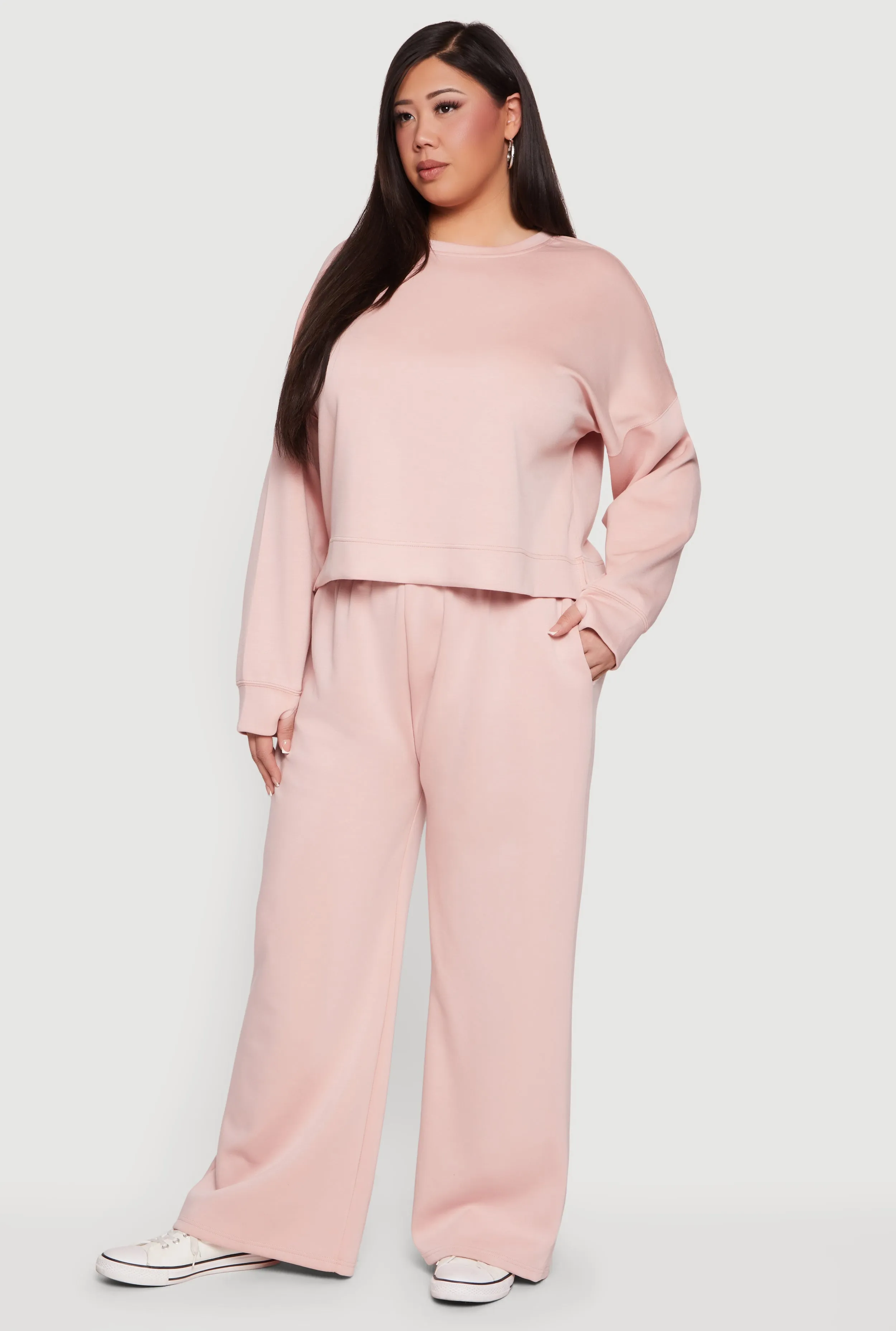 Plus Size Pull On High Waisted Wide Leg Sweatpants sold by Rainbow product image thumbnail 2