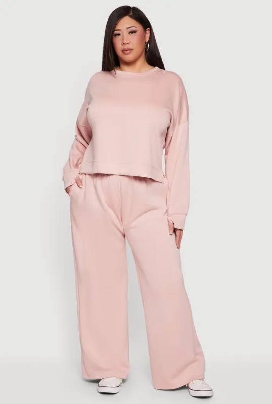 Plus Size Pull On High Waisted Wide Leg Sweatpants sold by Rainbow