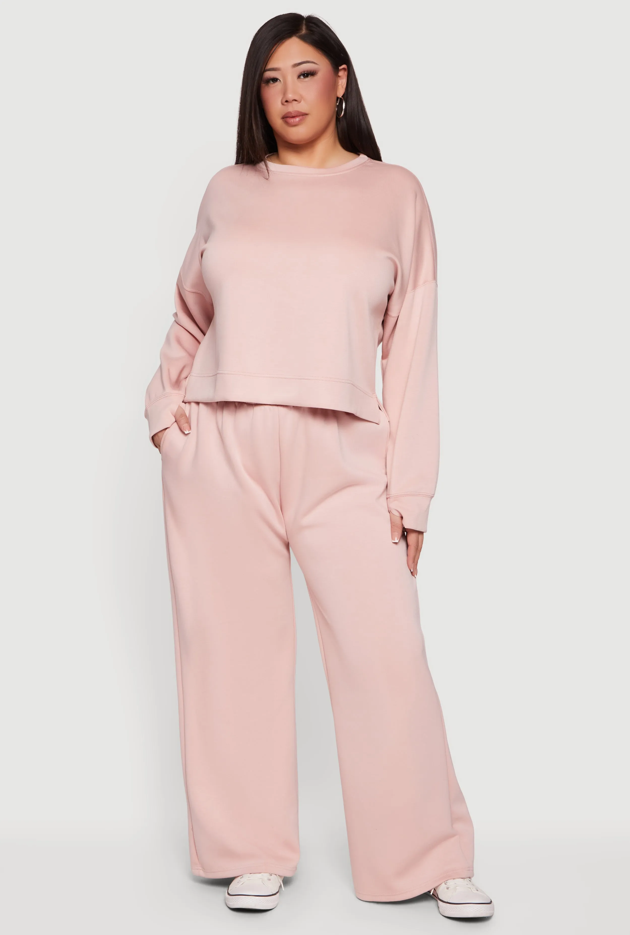 Plus Size Pull On High Waisted Wide Leg Sweatpants sold by Rainbow