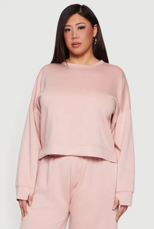 Plus Size Long Sleeve Drop Shoulder Sweatshirt made by Rainbow