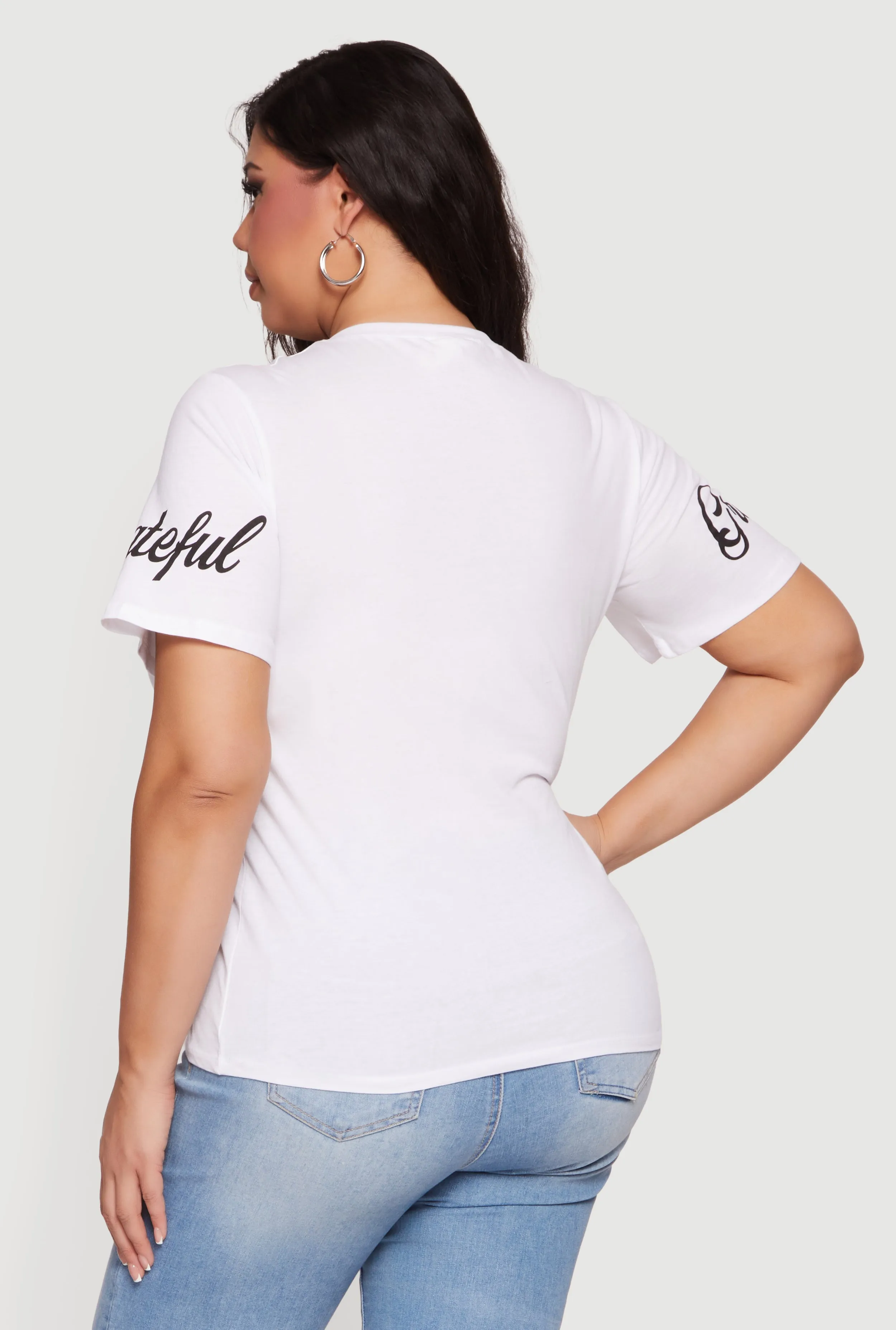 Plus Size Choose To Be Grateful Notch Neck Graphic Tee sold by Rainbow product image thumbnail 5