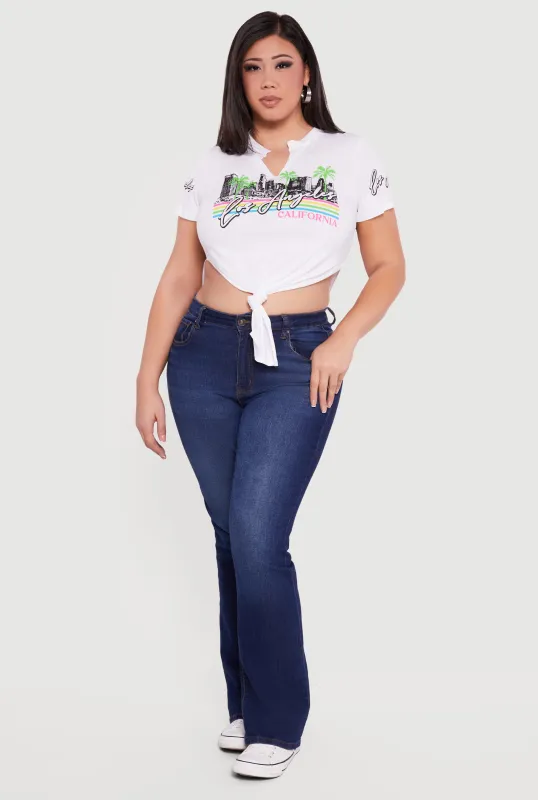 Plus Size Los Angeles California Knot Front T-Shirt sold by Rainbow