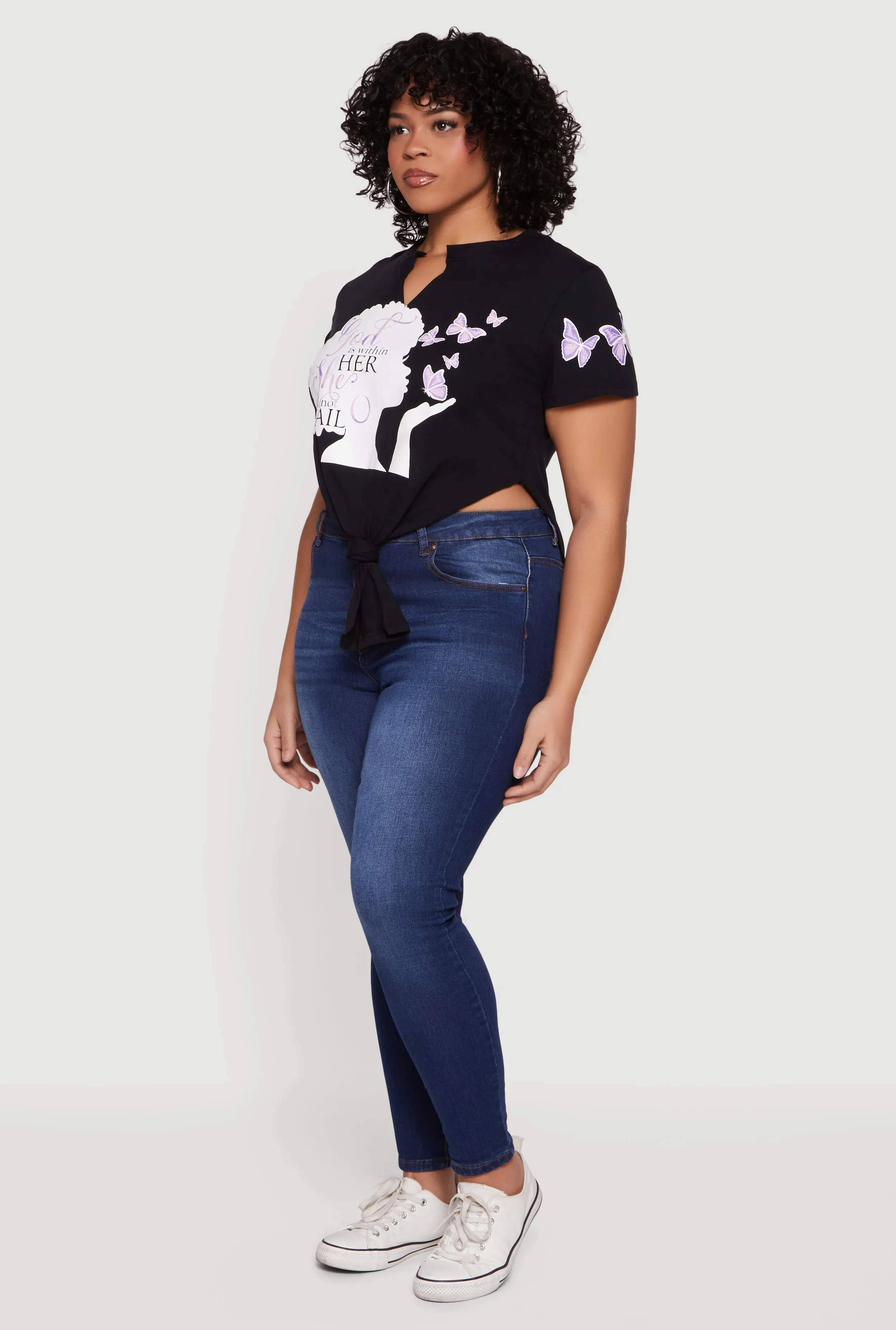 Plus Size God Is Within Her She Will Not Fail Knot Front Tee sold by Rainbow product image thumbnail 3