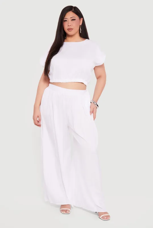 Plus Size Pleated Palazzo Pants sold by Rainbow