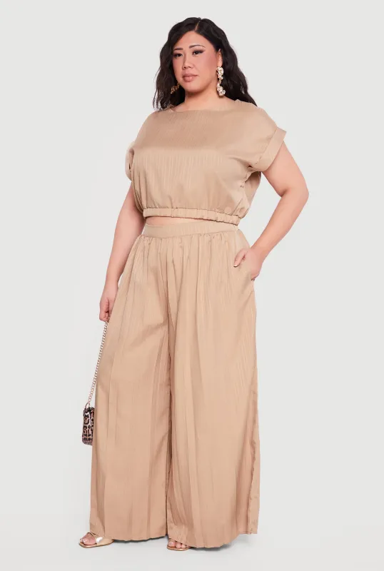 Plus Size Pleated Palazzo Pants sold by Rainbow