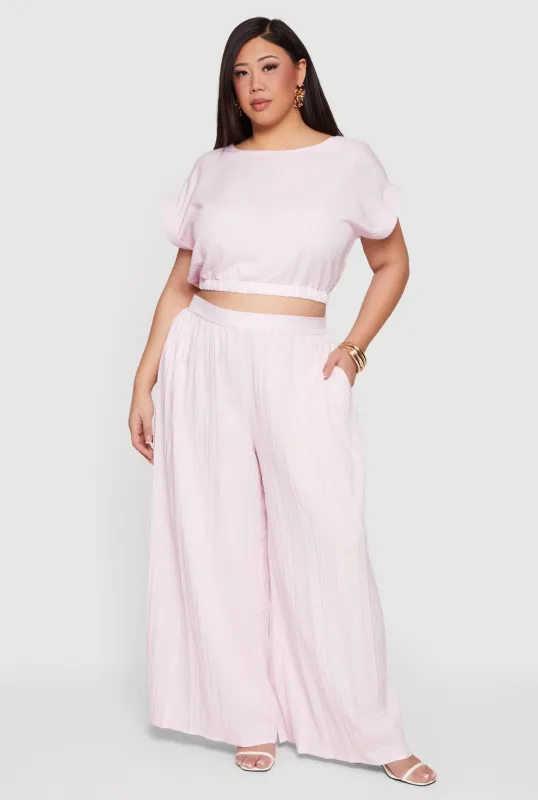 Plus Size Pleated Palazzo Pants sold by Rainbow