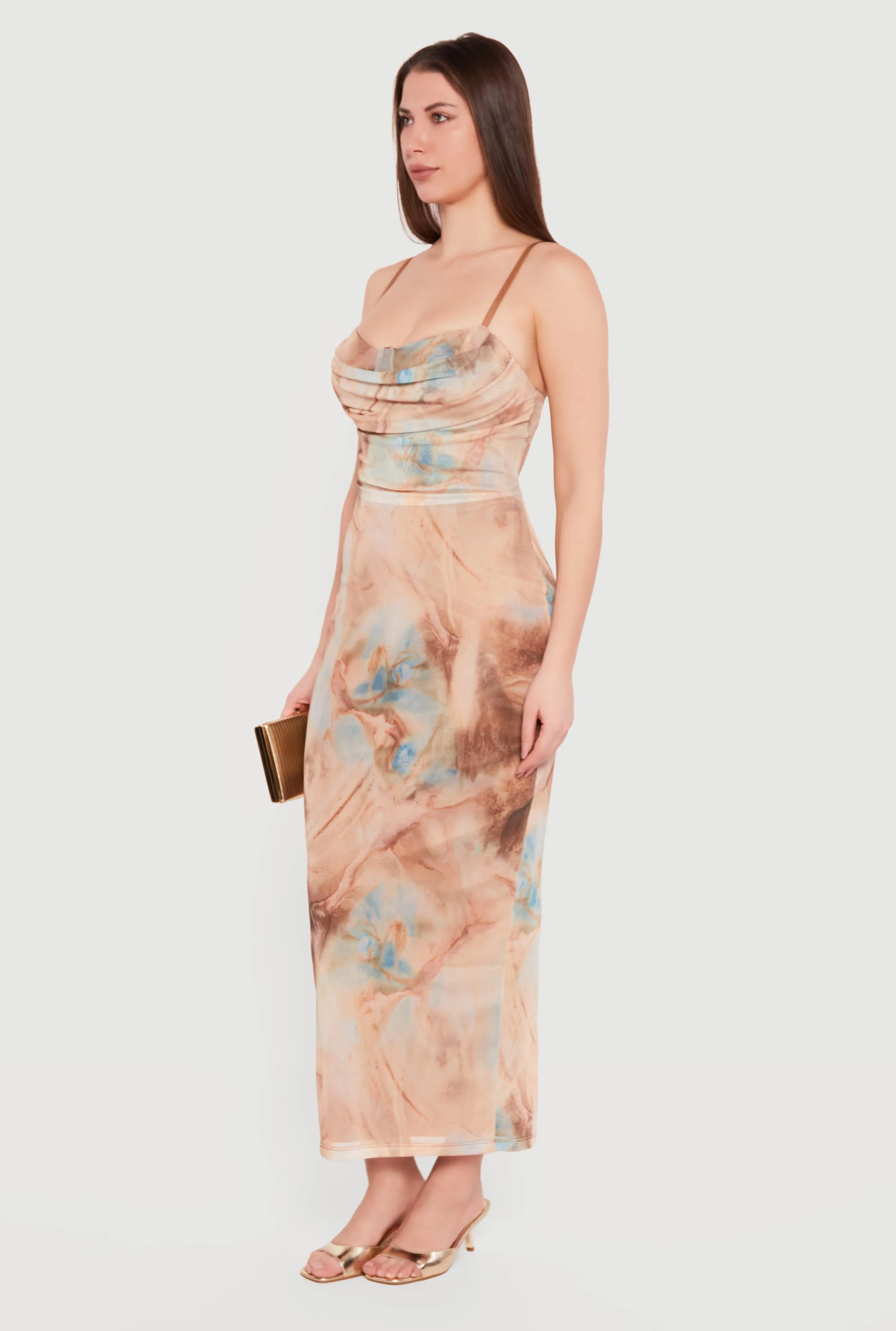 Patterned Mesh Padded Cup Sweetheart Bustier Dress sold by Rainbow product image thumbnail 2