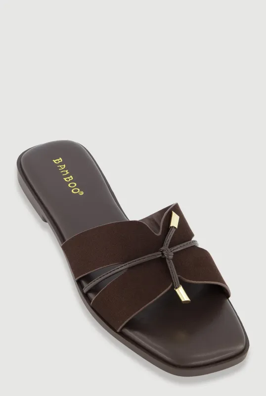 Tie Knot Detail Cut Out Band Slide Sandals sold by Rainbow