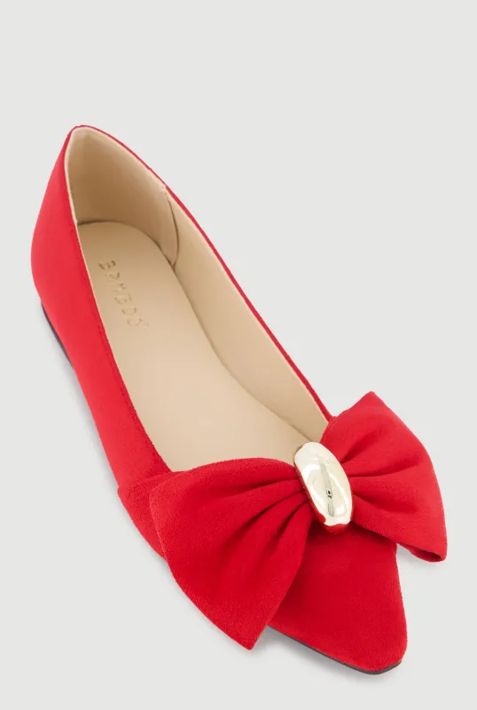 Stylish Pointed Toe Bow Detail Flats made by Rainbow