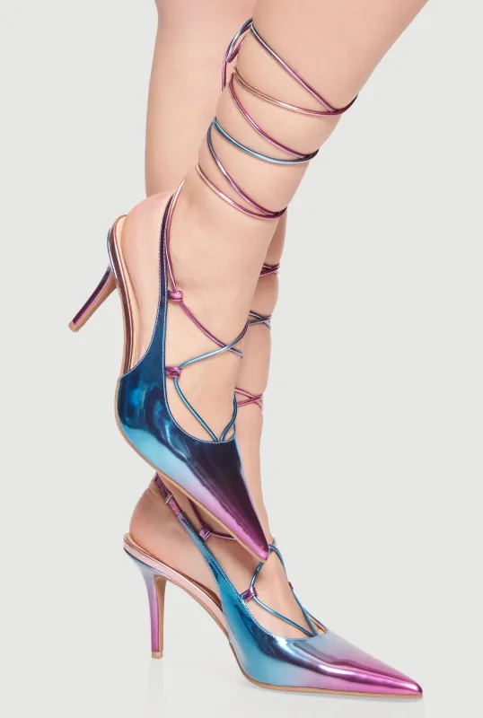 Strappy Lace Up Pointed Toe Stiletto Heels sold by Rainbow